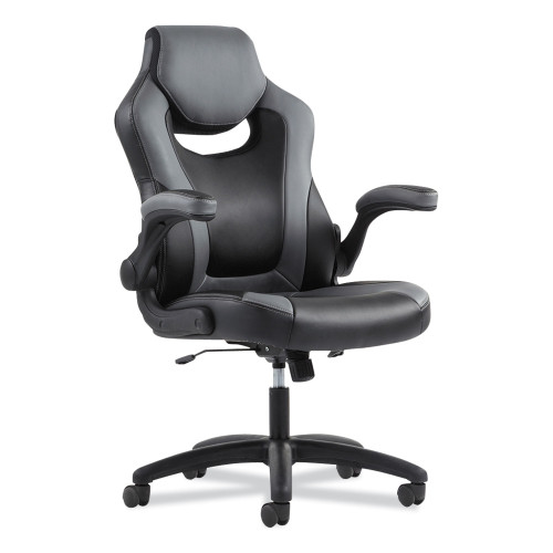 Sadie 9-One-One High-Back Racing Style Chair with Flip-Up Arms， Supports Up to 225 lb， Black Seat， Gray Back， Black Base (VST911) - Mycitystee