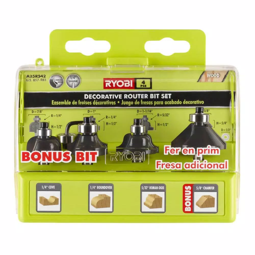 RYOBI Decorative Router Bit Set (4-Piece) and#8211; XDC Depot - Mycitystee