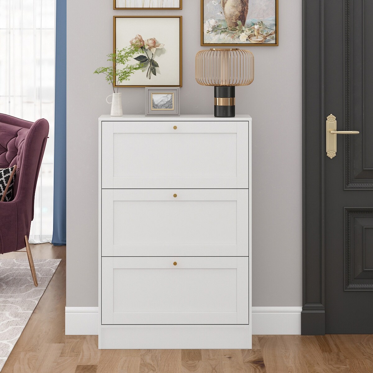 12-18 Pair Shoe Storage Cabinet Space Saving White - - 35743468 - Mycitystee