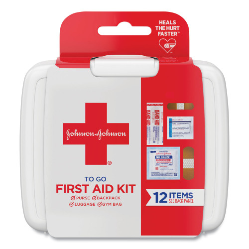 Johnson and Johnson Mini First Aid To Go Kit， 12 Pieces， Plastic Case (8295) - Mycitystee