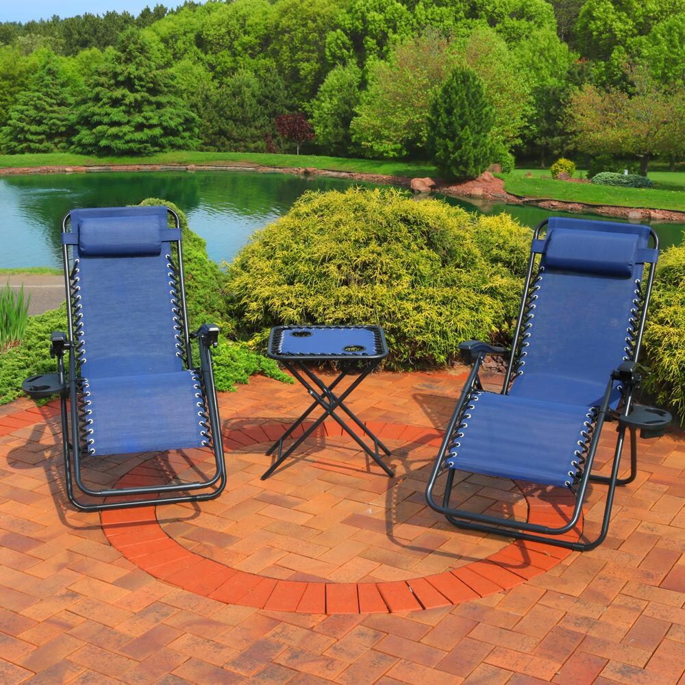 Ultimate Patio Zero Gravity Reclining Lounge Chairs W/ Pillows， Cup Holders， and Matching Table - Mycitystee