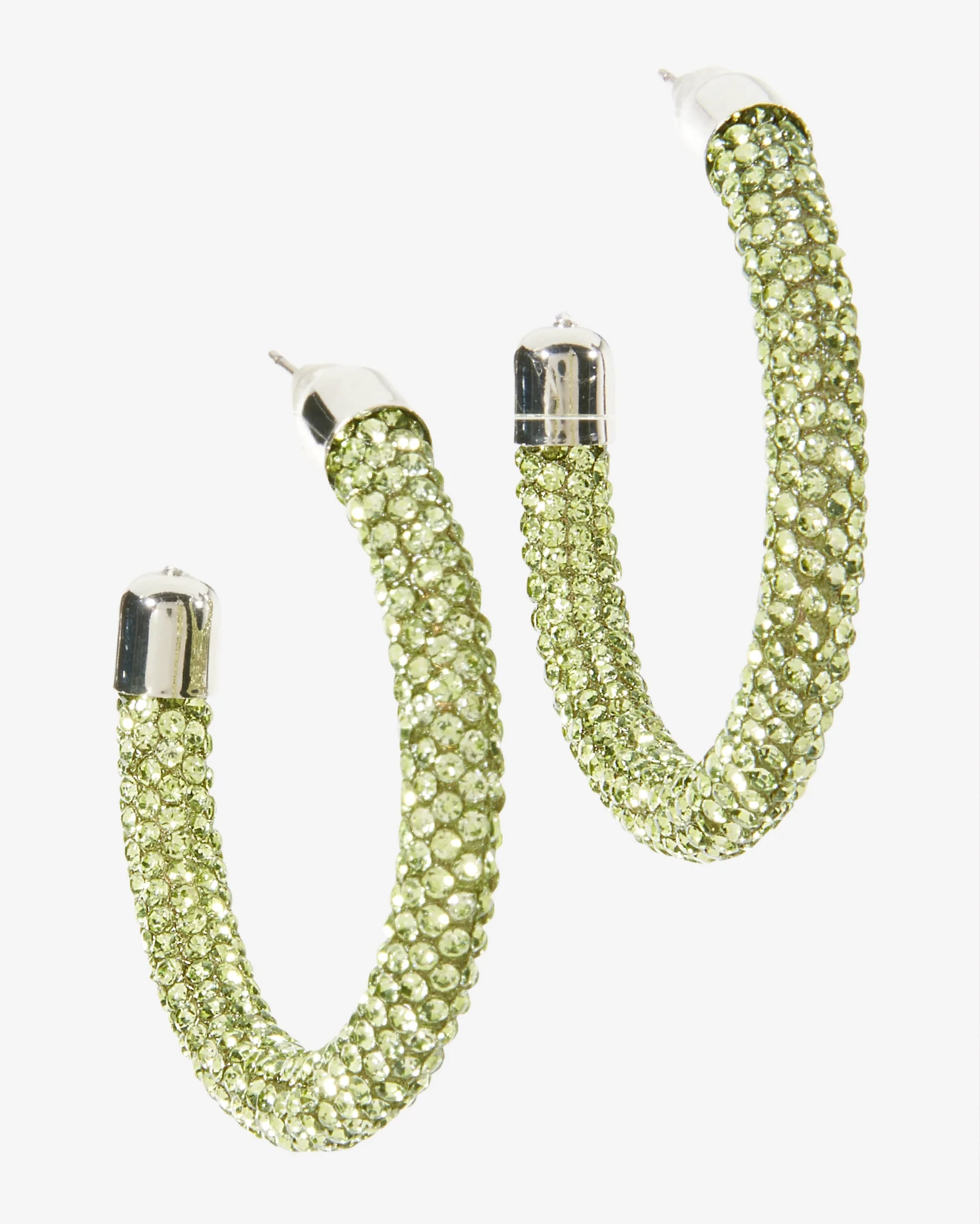 Rhinestone Hoop Earring Green - Mycitystee