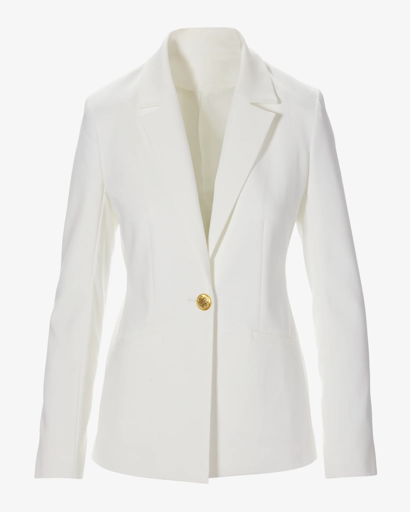 Modern Single Button Blazer Ivory - Mycitystee