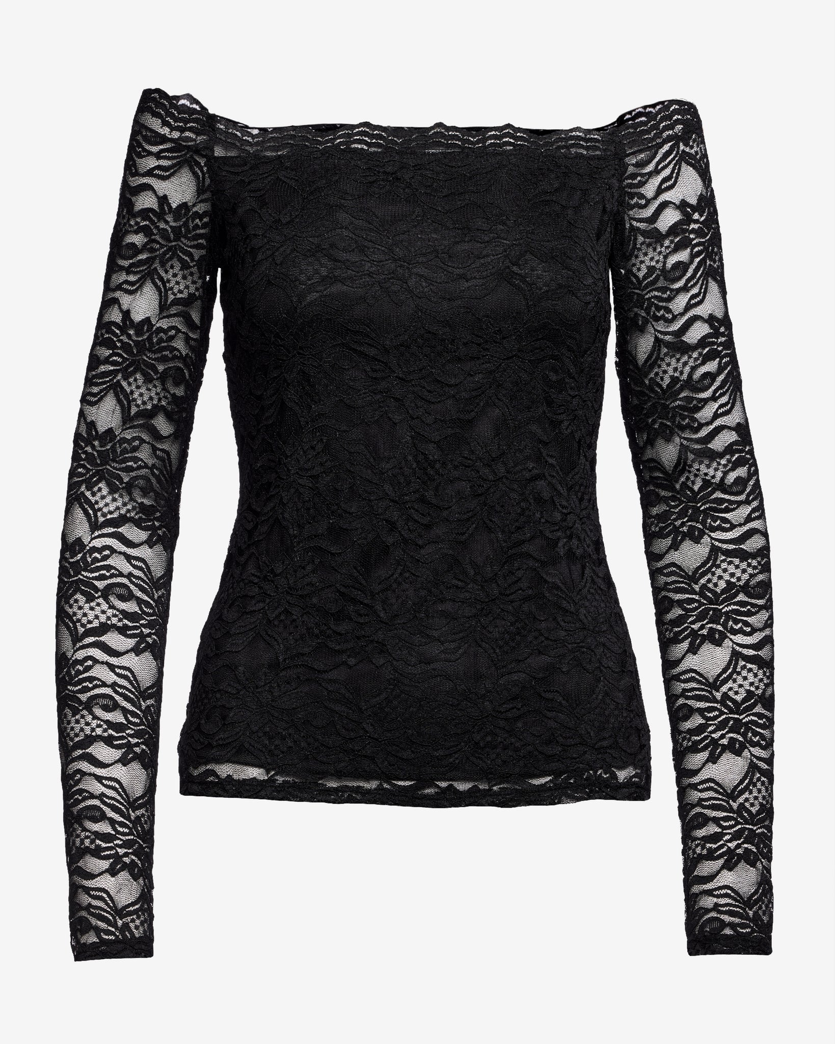 Off the Shoulder Scallop Lace Top Black - Mycitystee