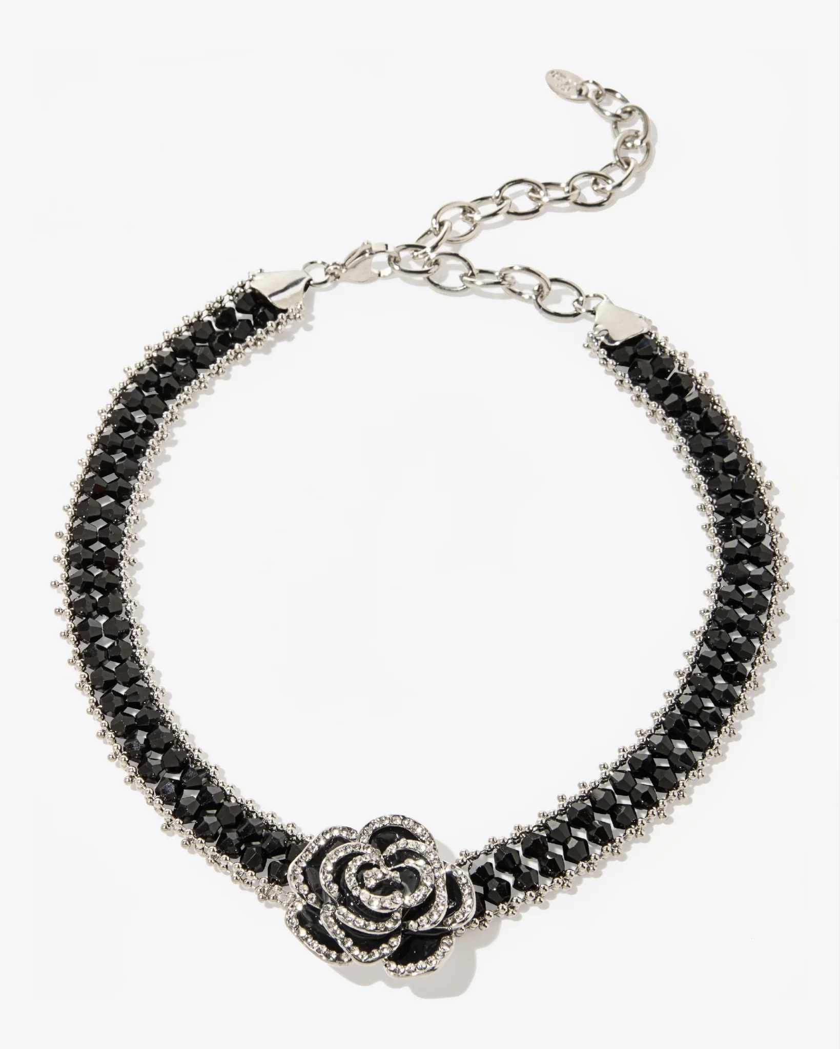 Black Floral Hardware Choker Black - Mycitystee