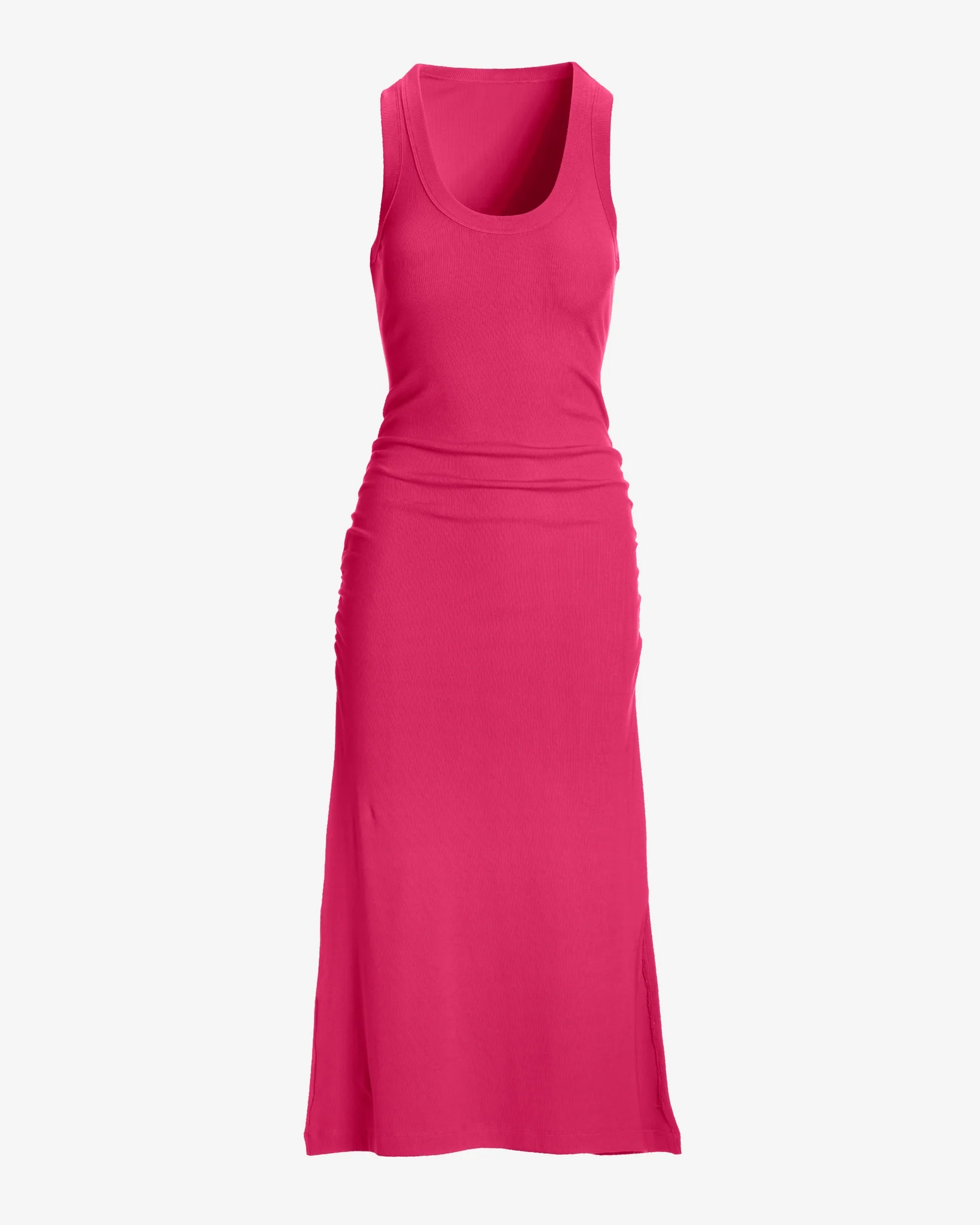 Scoop Neck Ruched Rib Knit Midi Dress Blossom - Mycitystee