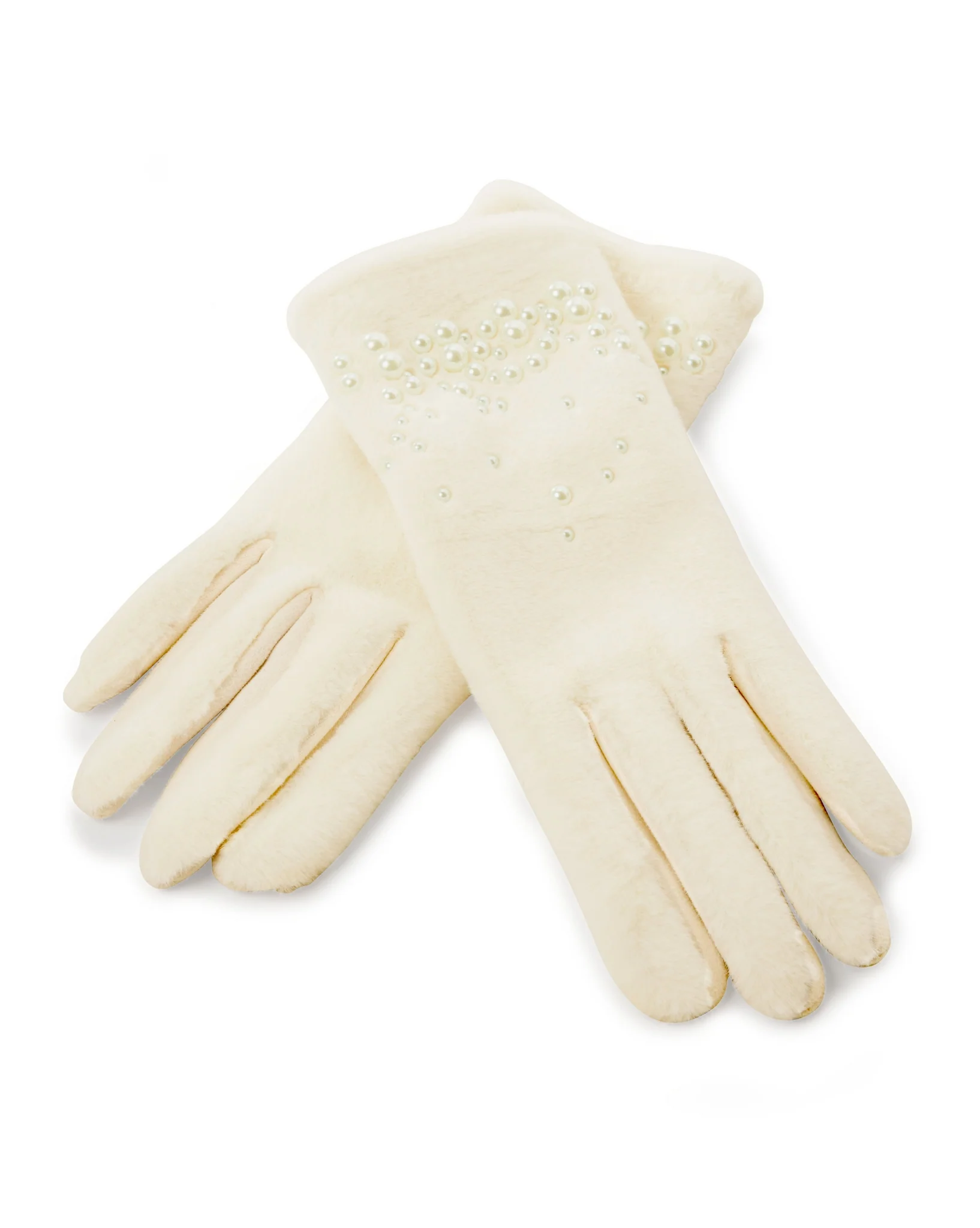 Pearl Faux Fur Winter Glove Cream - Mycitystee