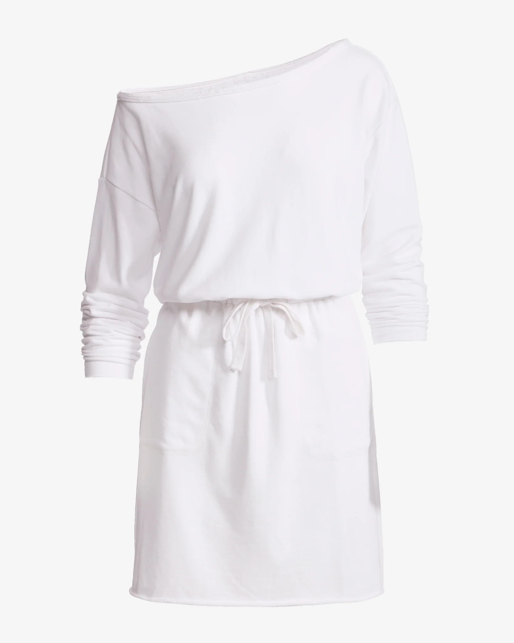 Cotton Comfort Slouchy Drawstring Sport Dress White - Mycitystee