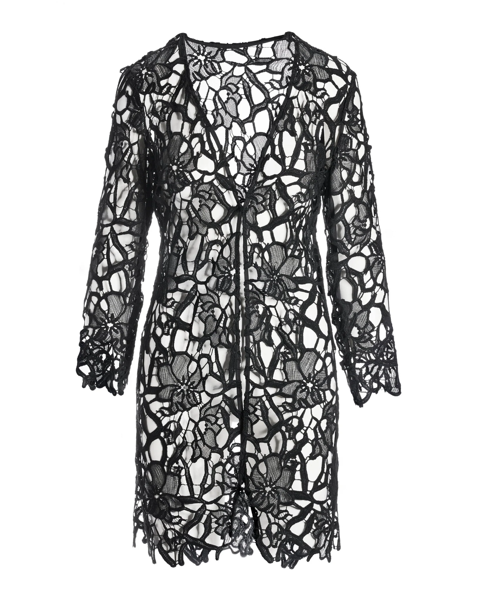 Lace Hip Length Duster Black - Mycitystee