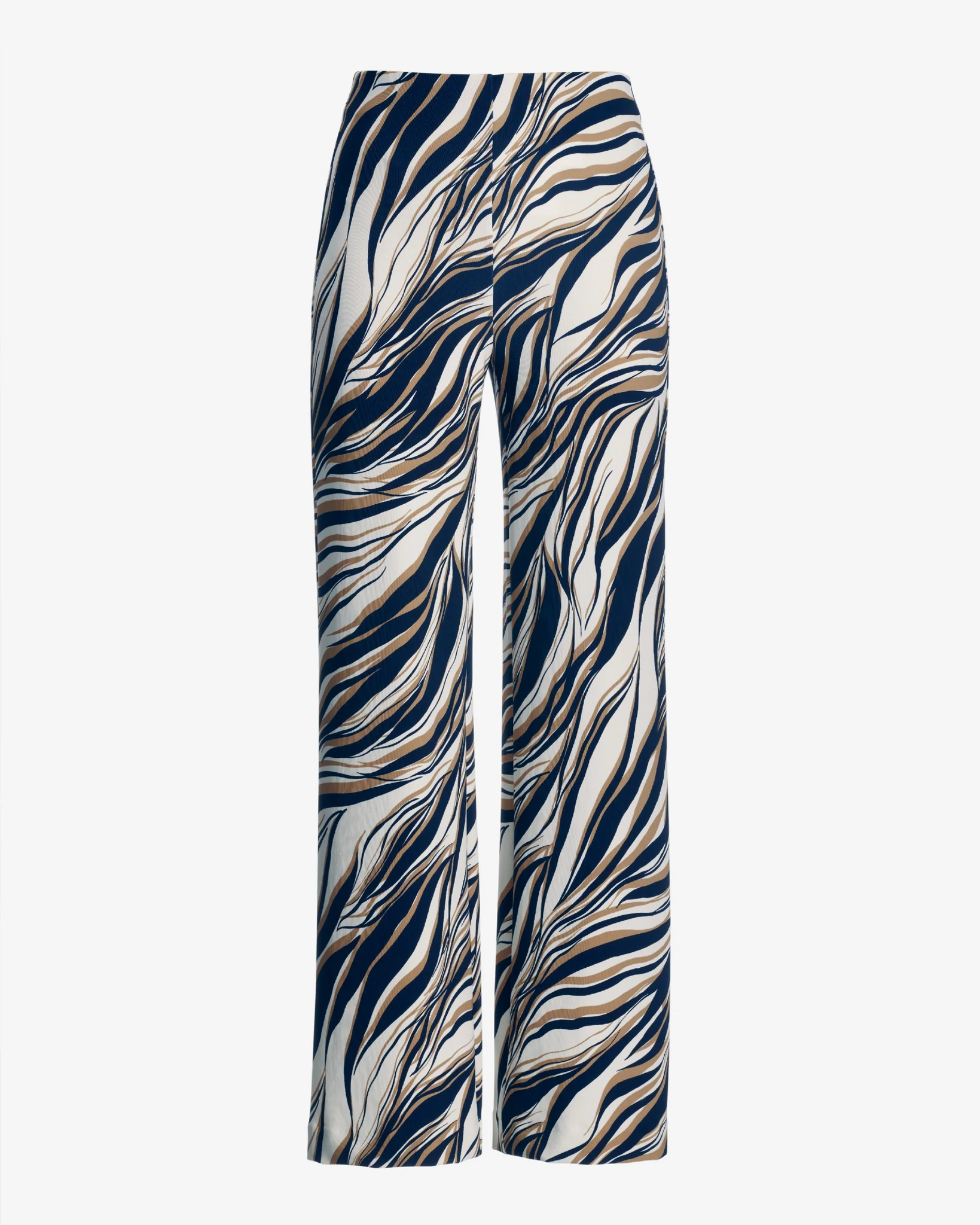 Beyond Travel Cape Town Zebra Print Palazzo Pant Maritime Navy/Camel - Mycitystee