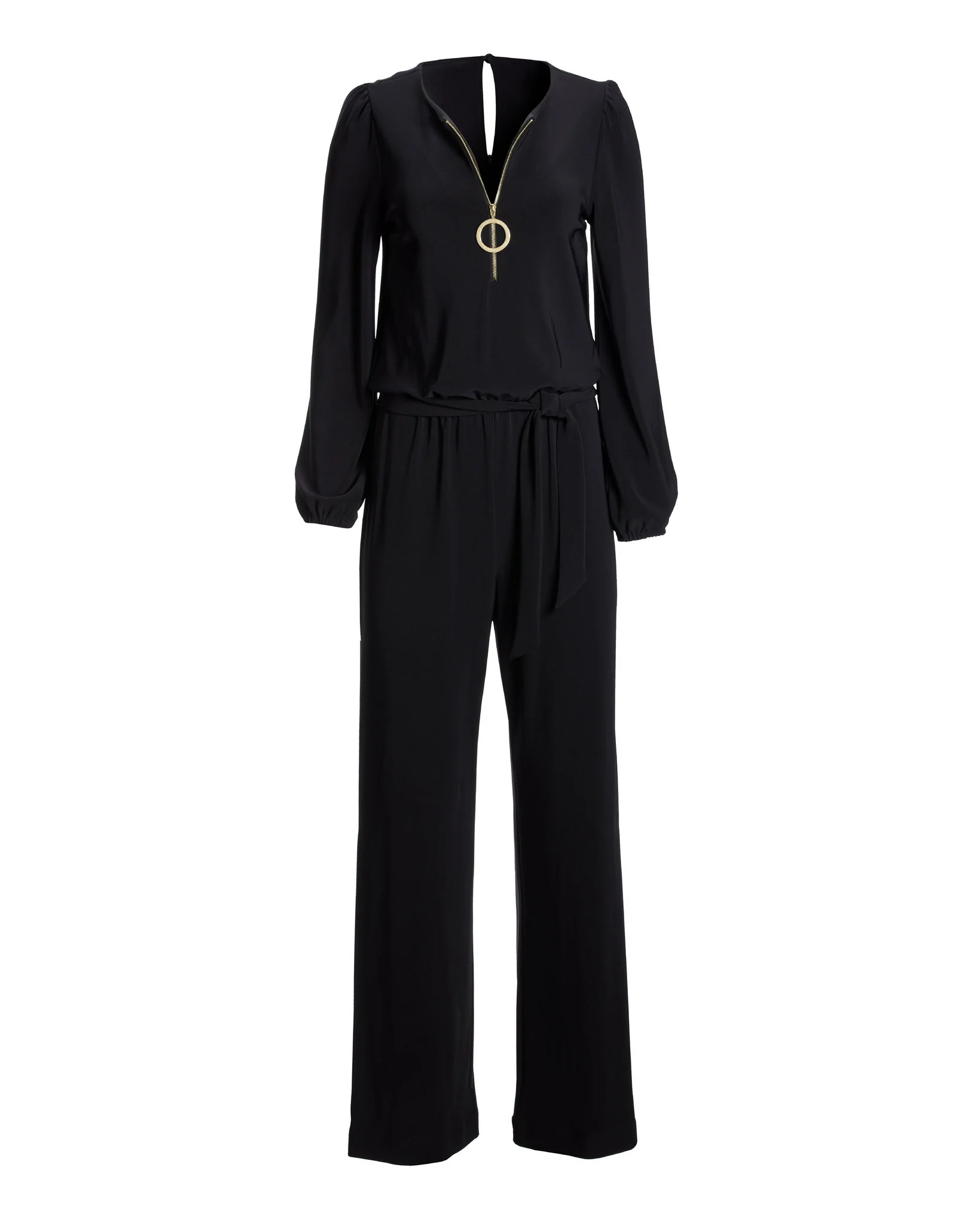 Beyond Travel Long Sleeve Zip Front Jumpsuit Jet Black - Mycitystee