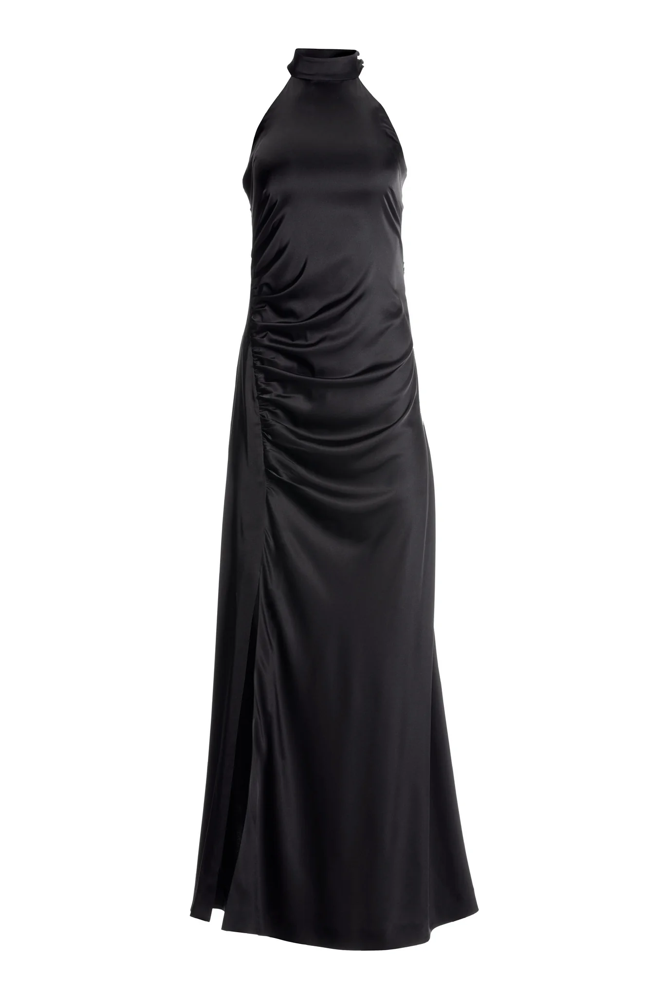 Charm Ruched High Neck Maxi Black - Mycitystee