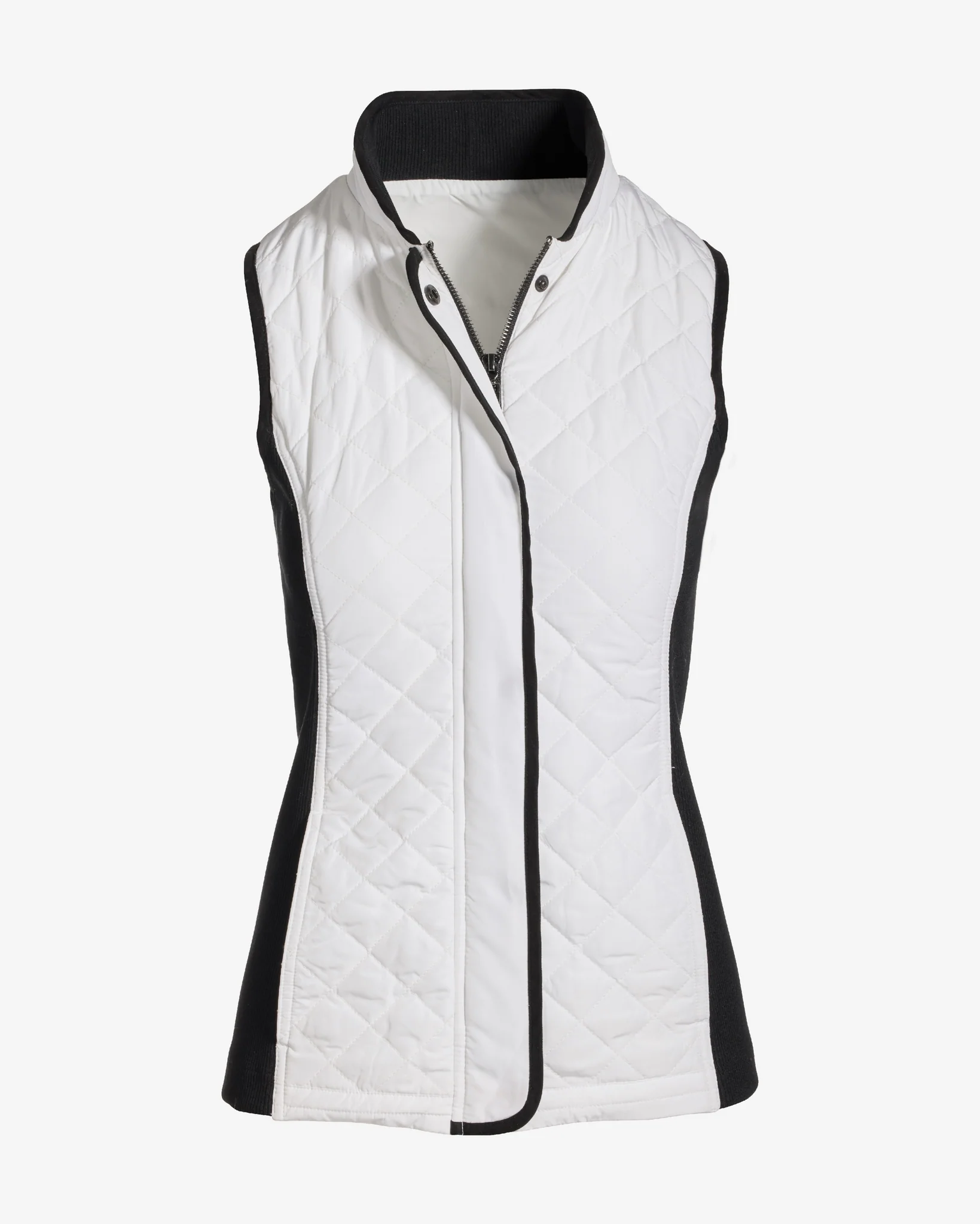 Quilted Sweater Inset Light Weight Puffer Vest Off White - Mycitystee