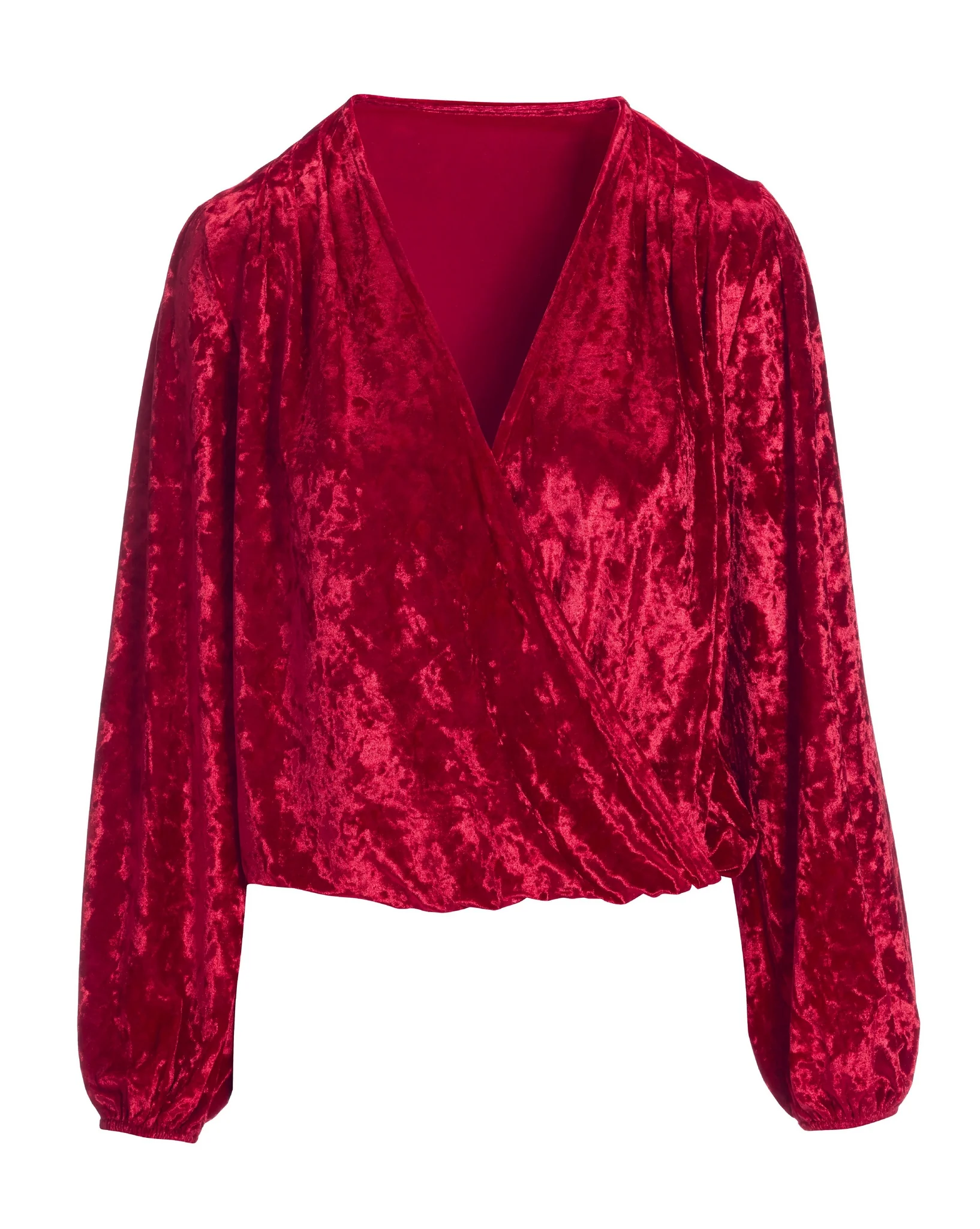 Velvet Surplice Knit Top Red - Mycitystee