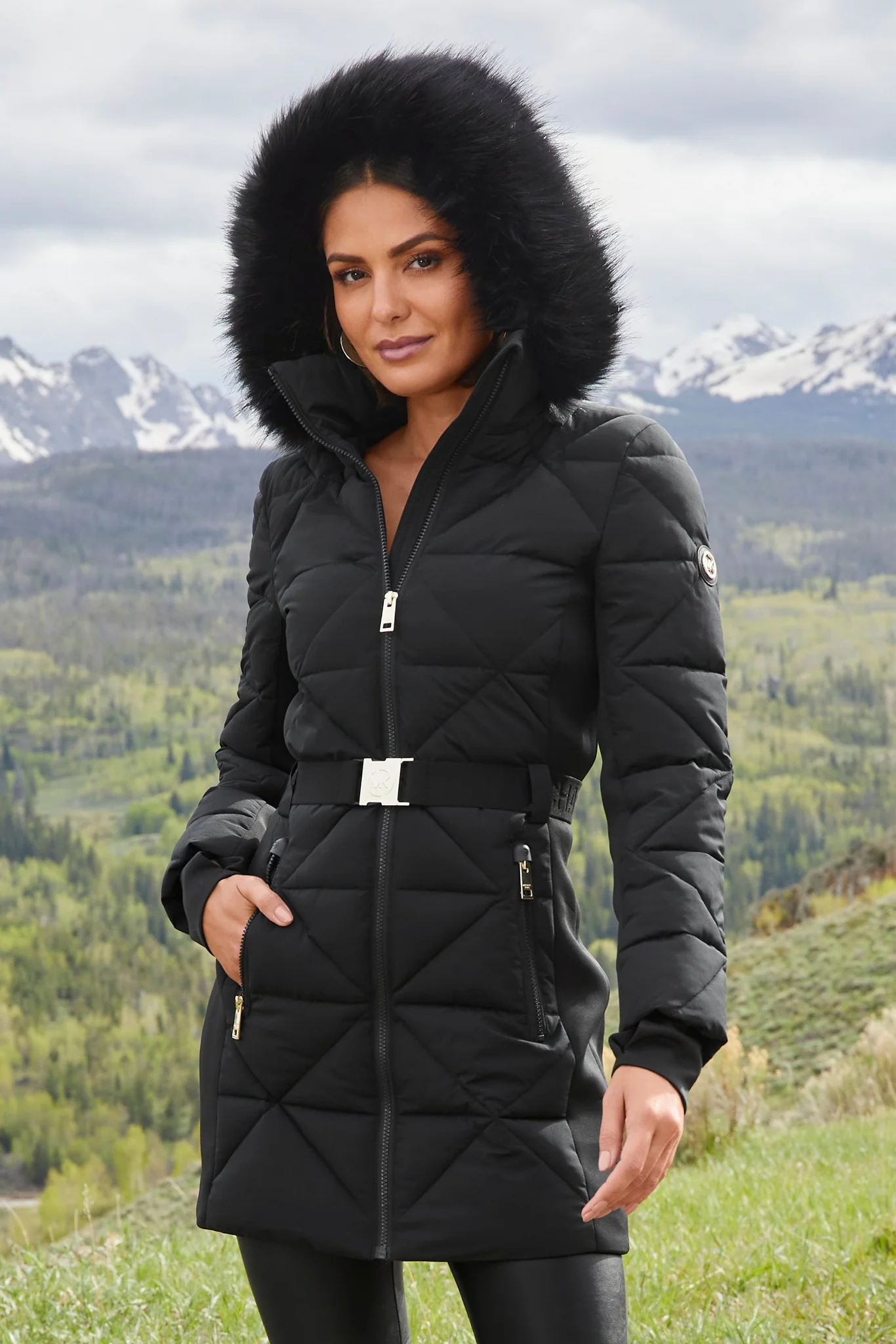 Belted Puffer Jacket Black - Mycitystee