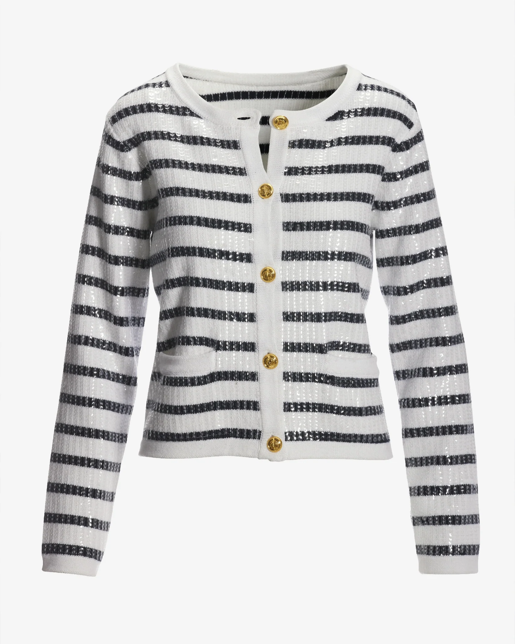 Sequin Stripe Cardigan Off White/Navy - Mycitystee