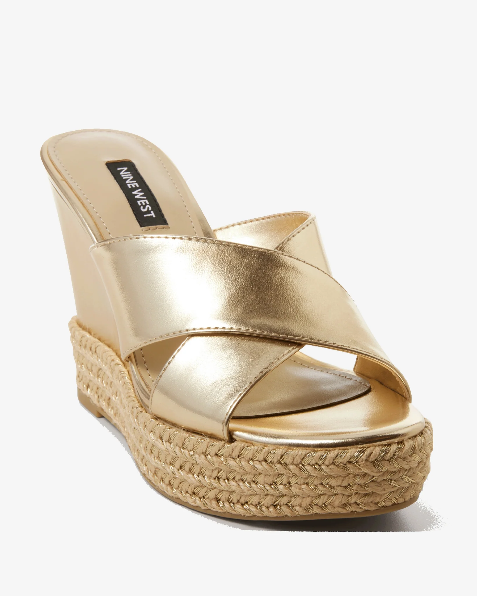 Metallic Criss Cross Slide Wedge Gold - Mycitystee