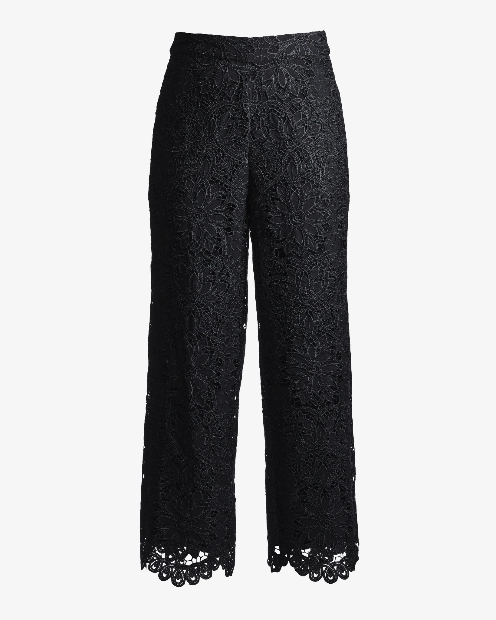 Malibu Scallop Lace Ankle Pant Black - Mycitystee