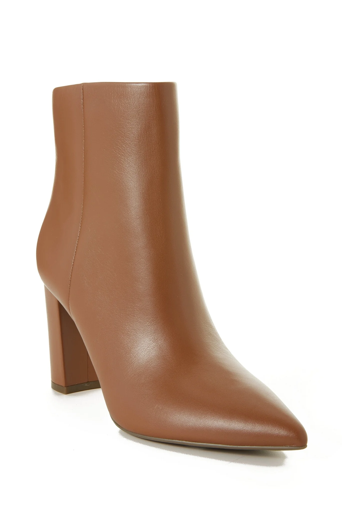 Short Side Zip Leather Bootie Cognac - Mycitystee
