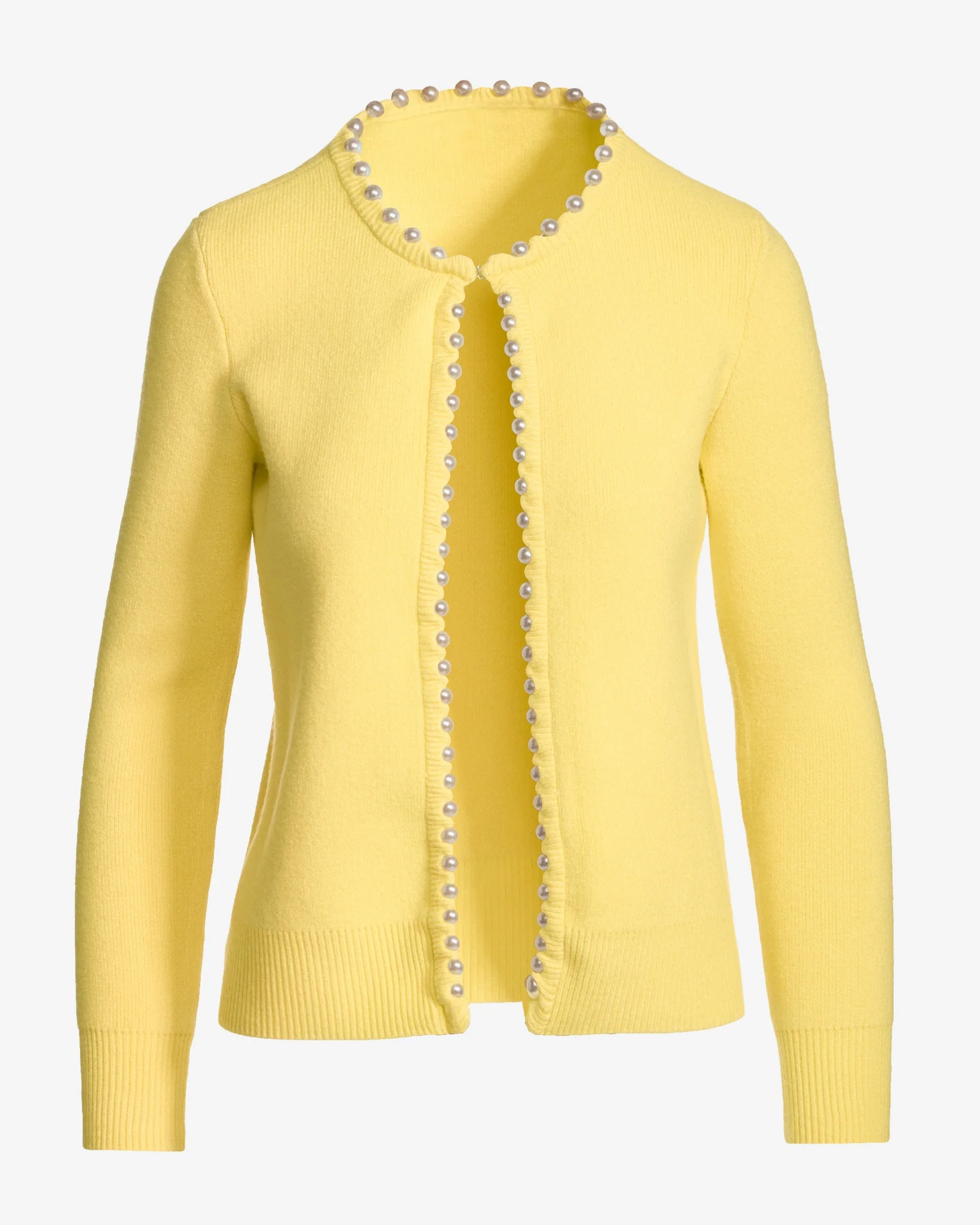 Pearl Trim Cardigan Pale Banana - Mycitystee