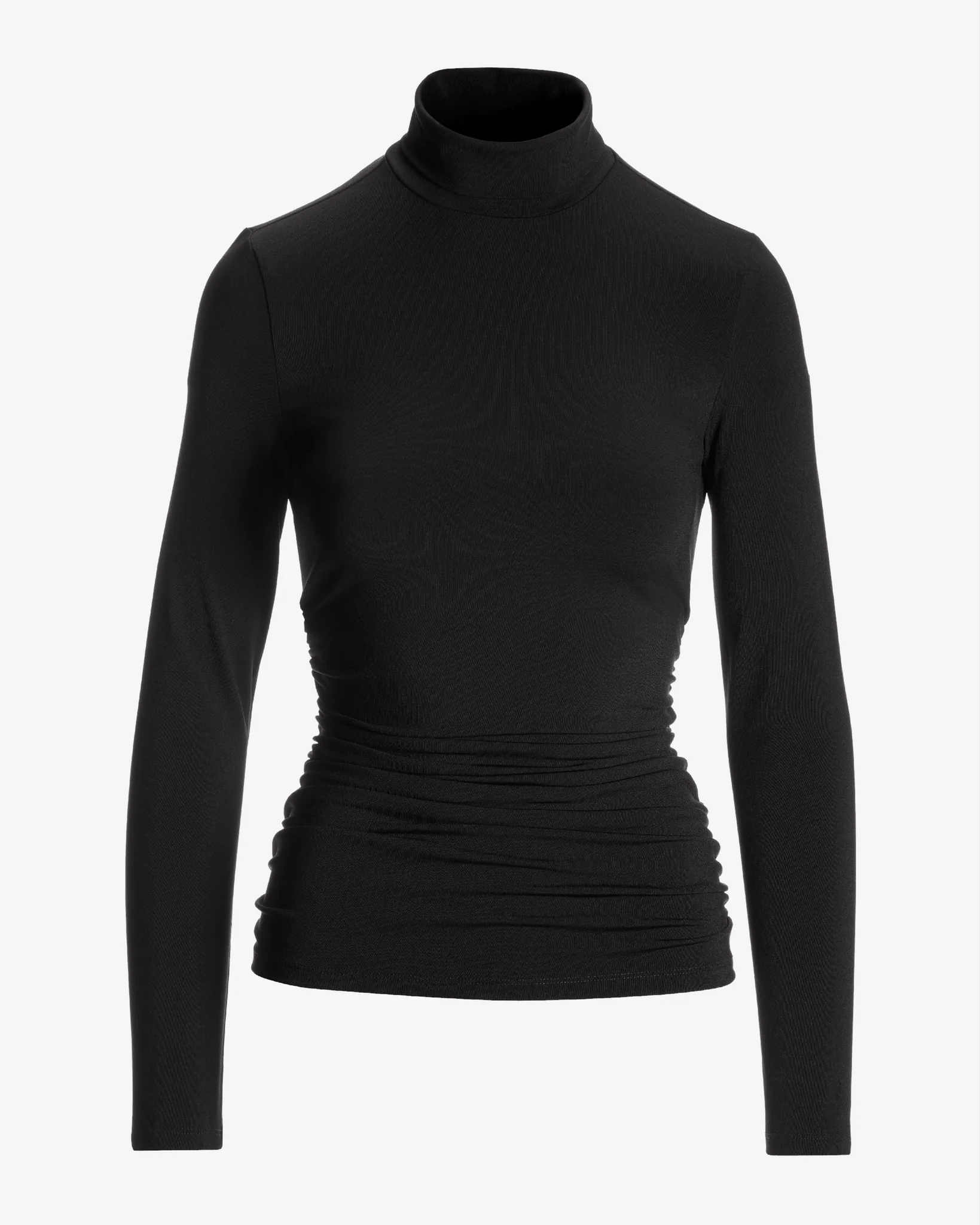 So Chic Ruched Turtleneck Top Black - Mycitystee