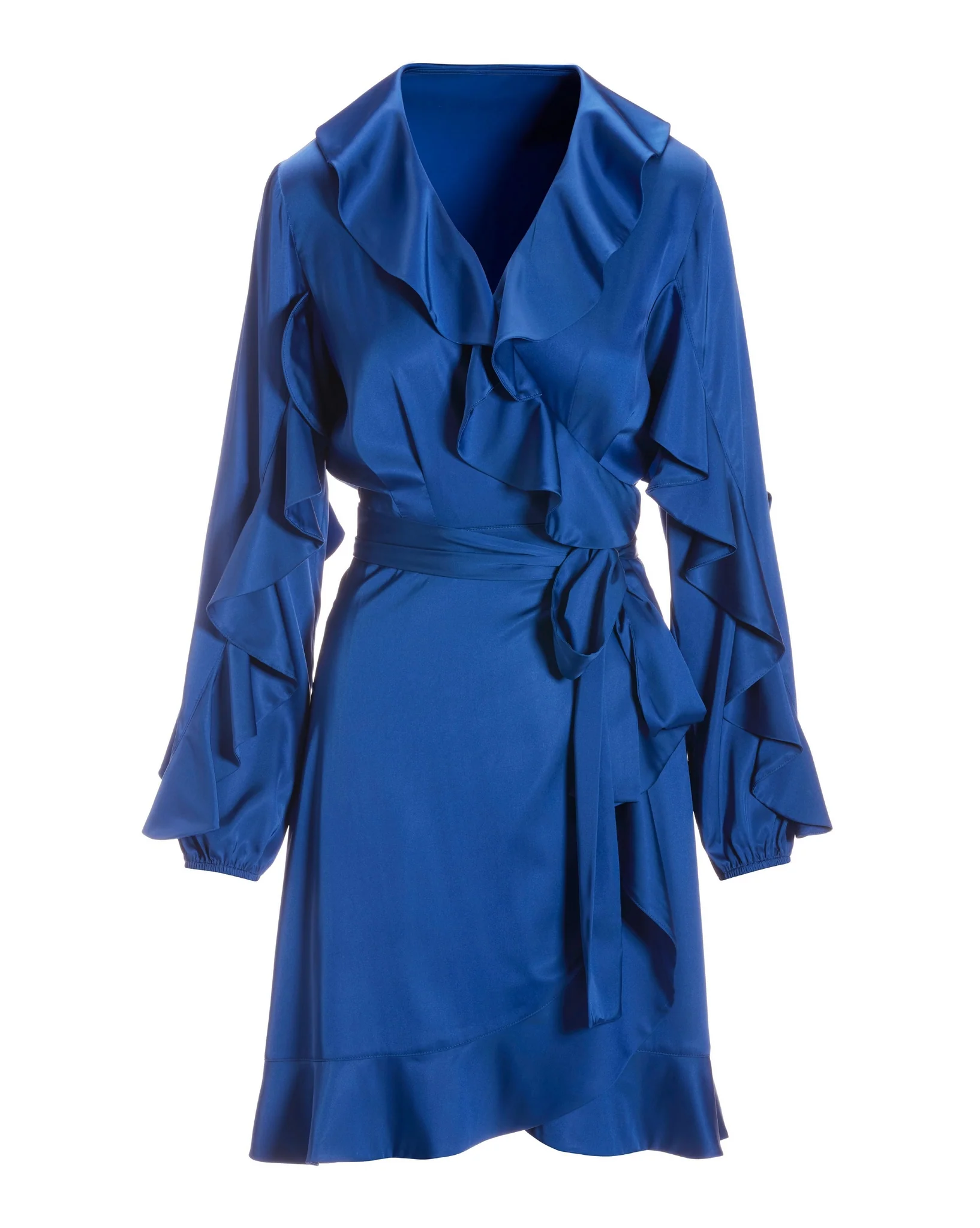 Surplice Ruffle Wrap Dress Classic Blue - Mycitystee