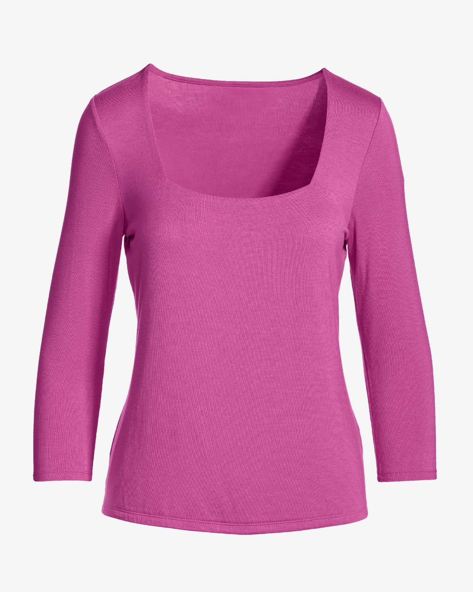 So Effortless Square Neck Three Quarter Sleeve Top Phlox Pink - Mycitystee