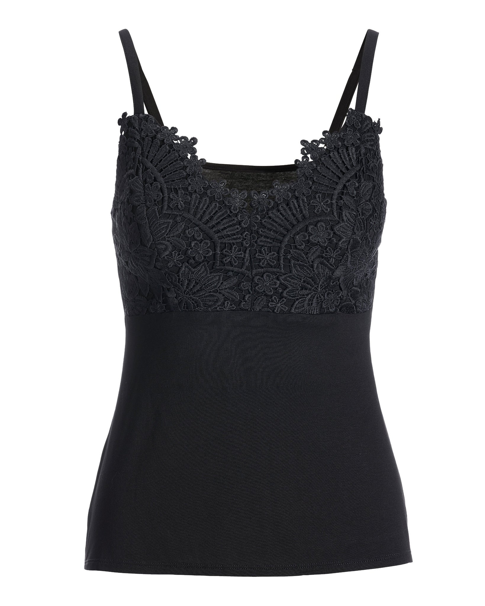 Lace Trim Cami Knit Top Black - Mycitystee