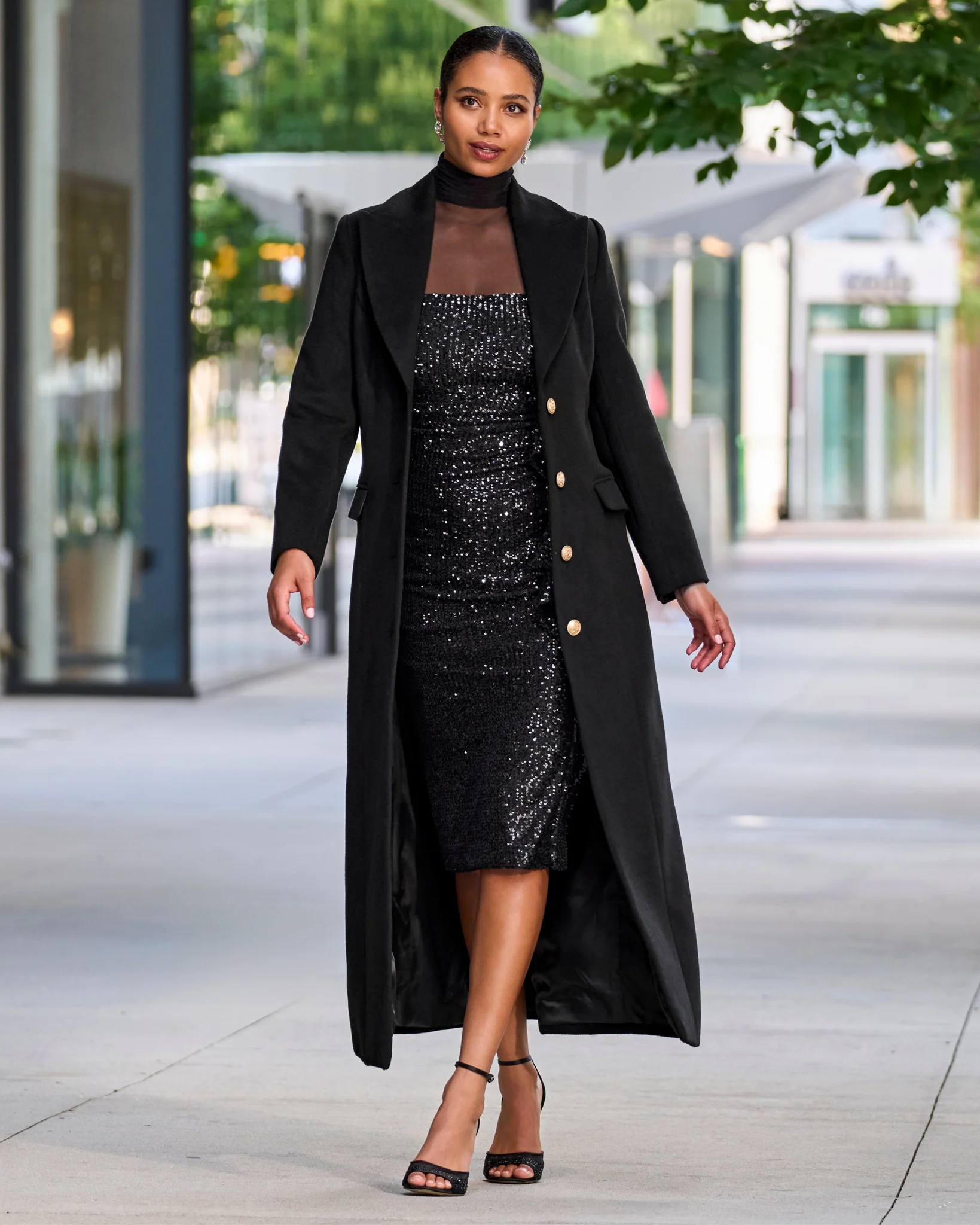 Crystal Embellished Mesh Ankle Strap Heel Black - Mycitystee