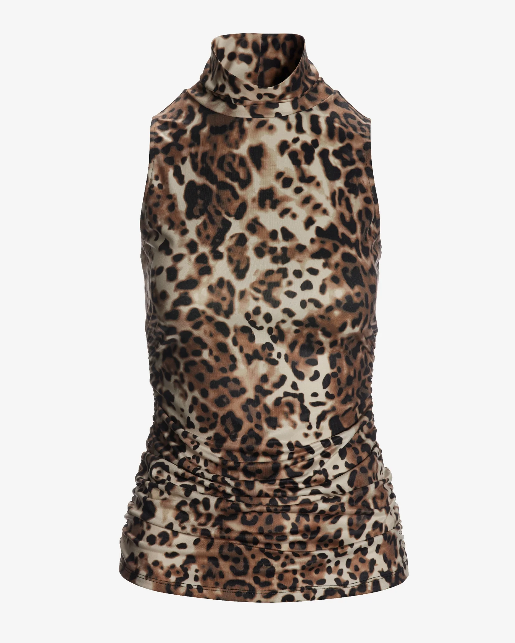 So Chic Animal Print Sleeveless Turtleneck Knit Top Neutral - Mycitystee