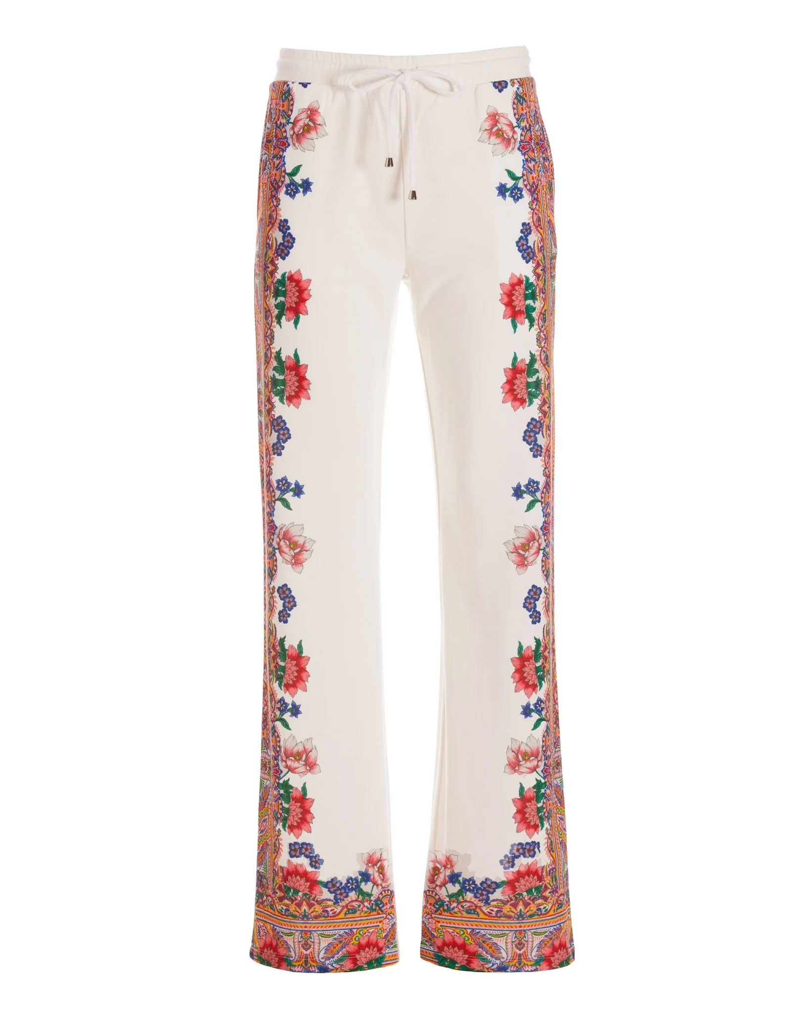 Paisley Print French Terry Wide Leg Pant Ivory Multi - Mycitystee