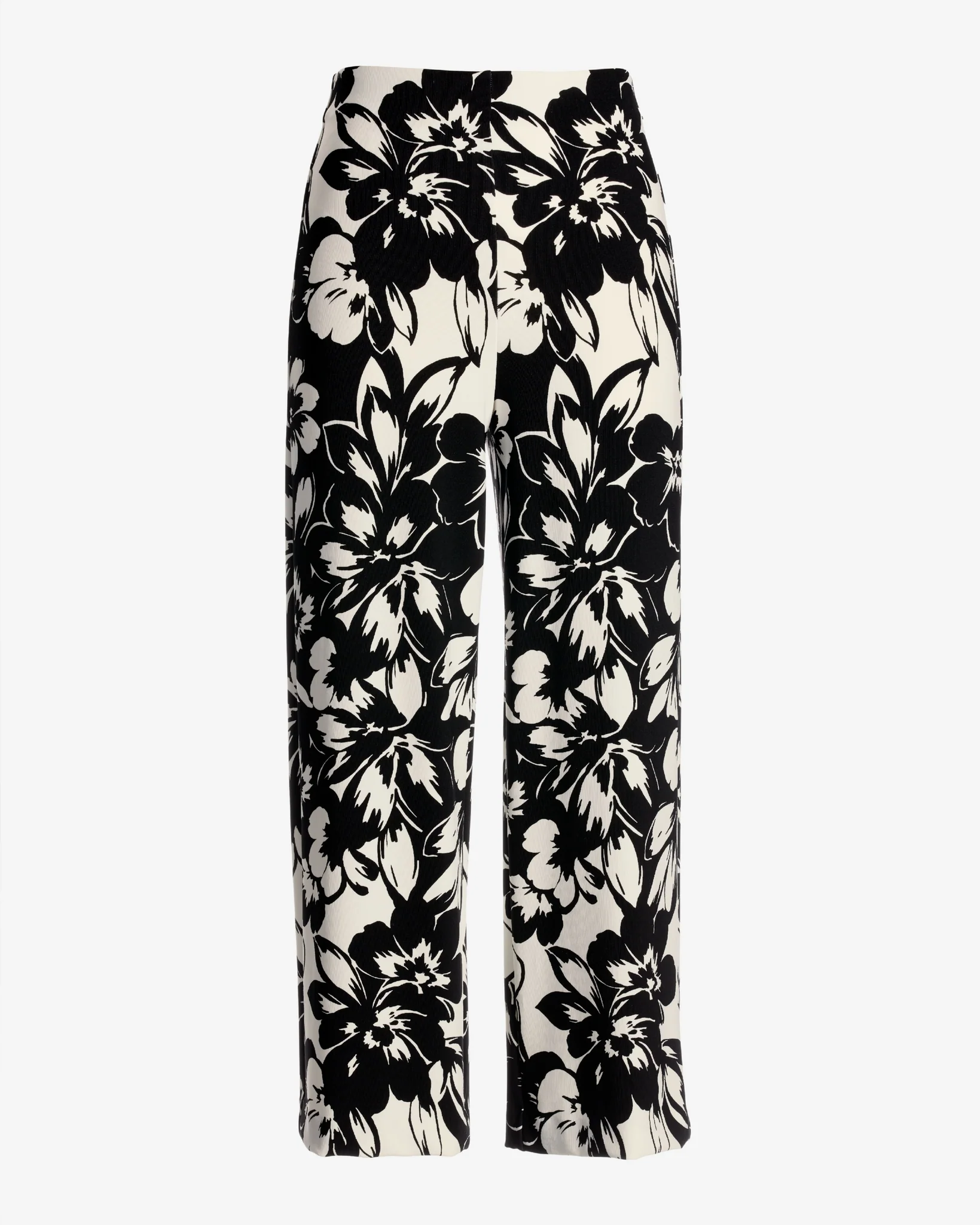 Beyond Travel Contrast Fleurs Print Wide Leg Crop Pant Ivory Coast/Jet Black - Mycitystee