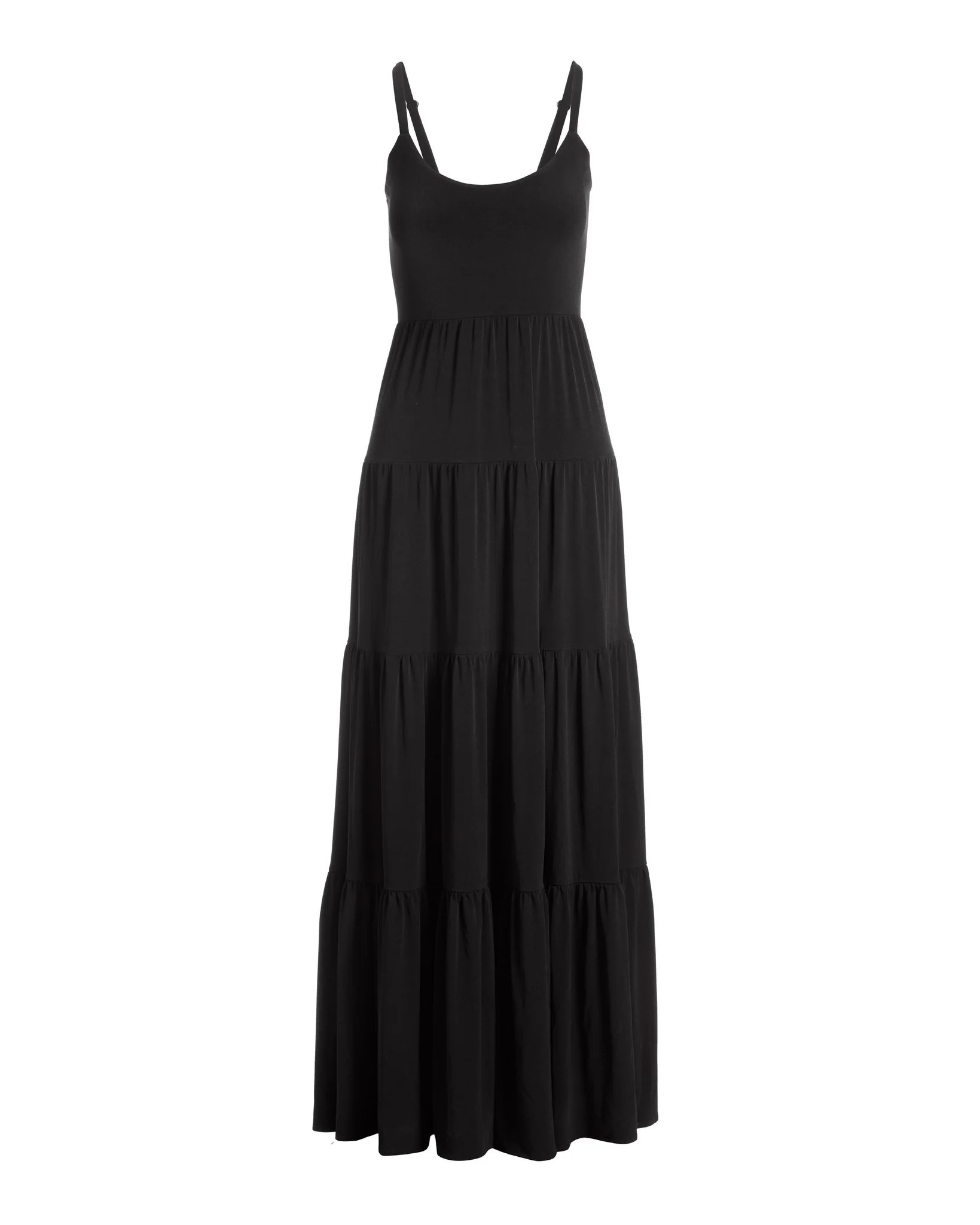 Knit Tiered Maxi Dress Black - Mycitystee