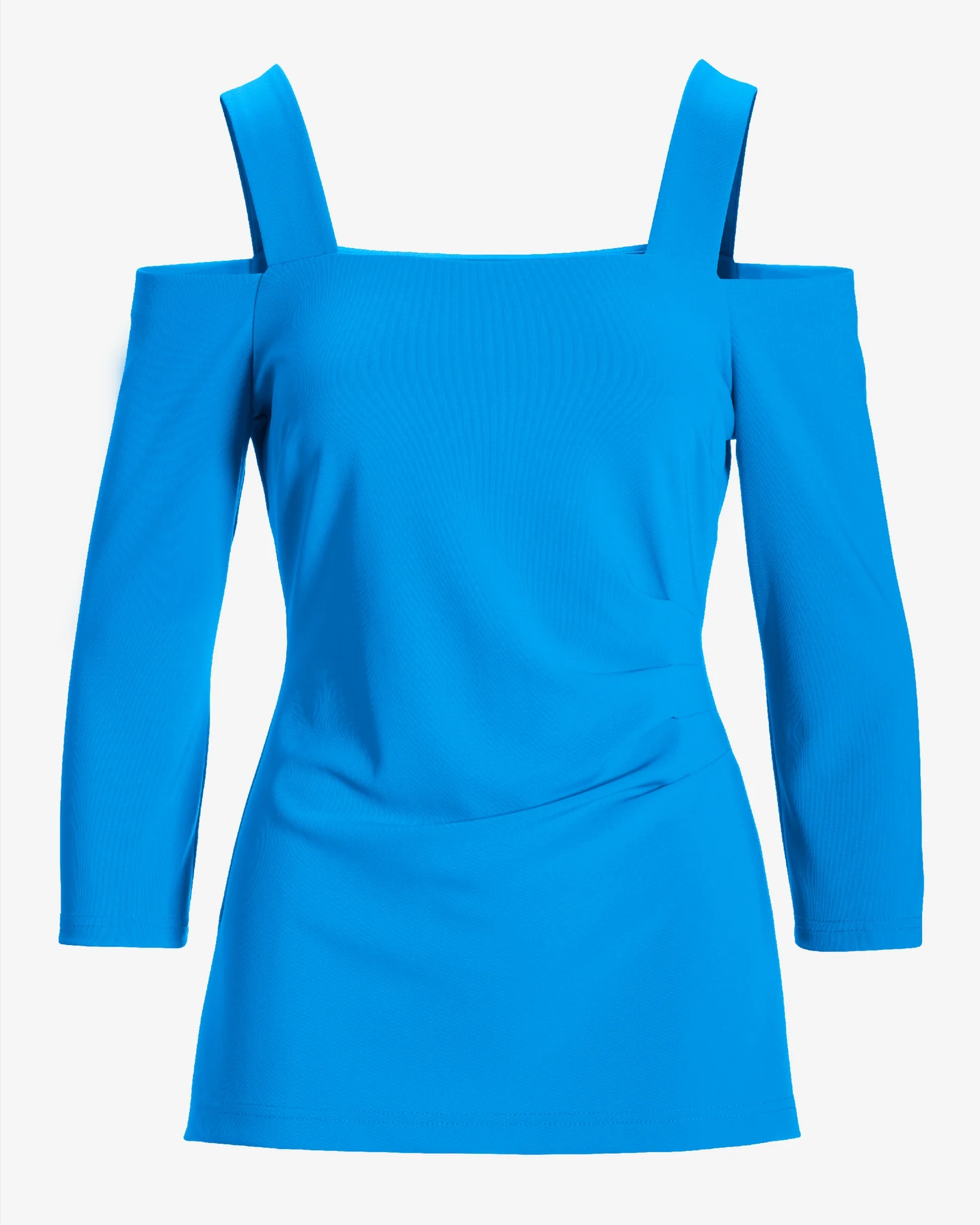 Beyond Travel Cold Shoulder Three Quarter Sleeve Top Malibu Blue - Mycitystee