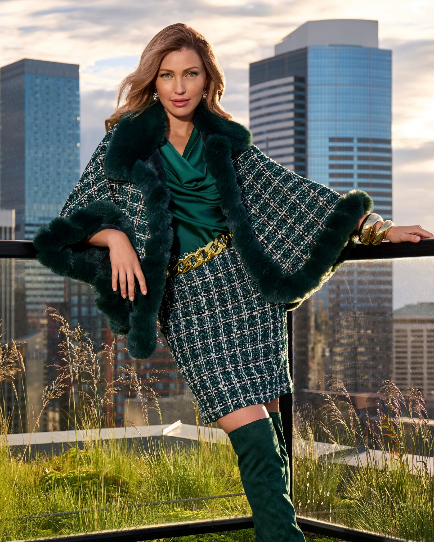 Chain & Faux Leather Belt Black/Gold - Mycitystee