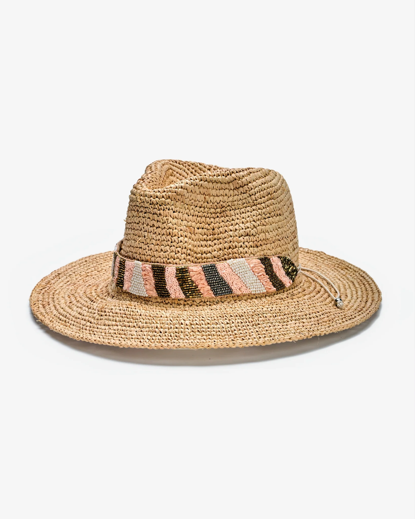 Sequin Beaded Raffia Hat Natural - Mycitystee