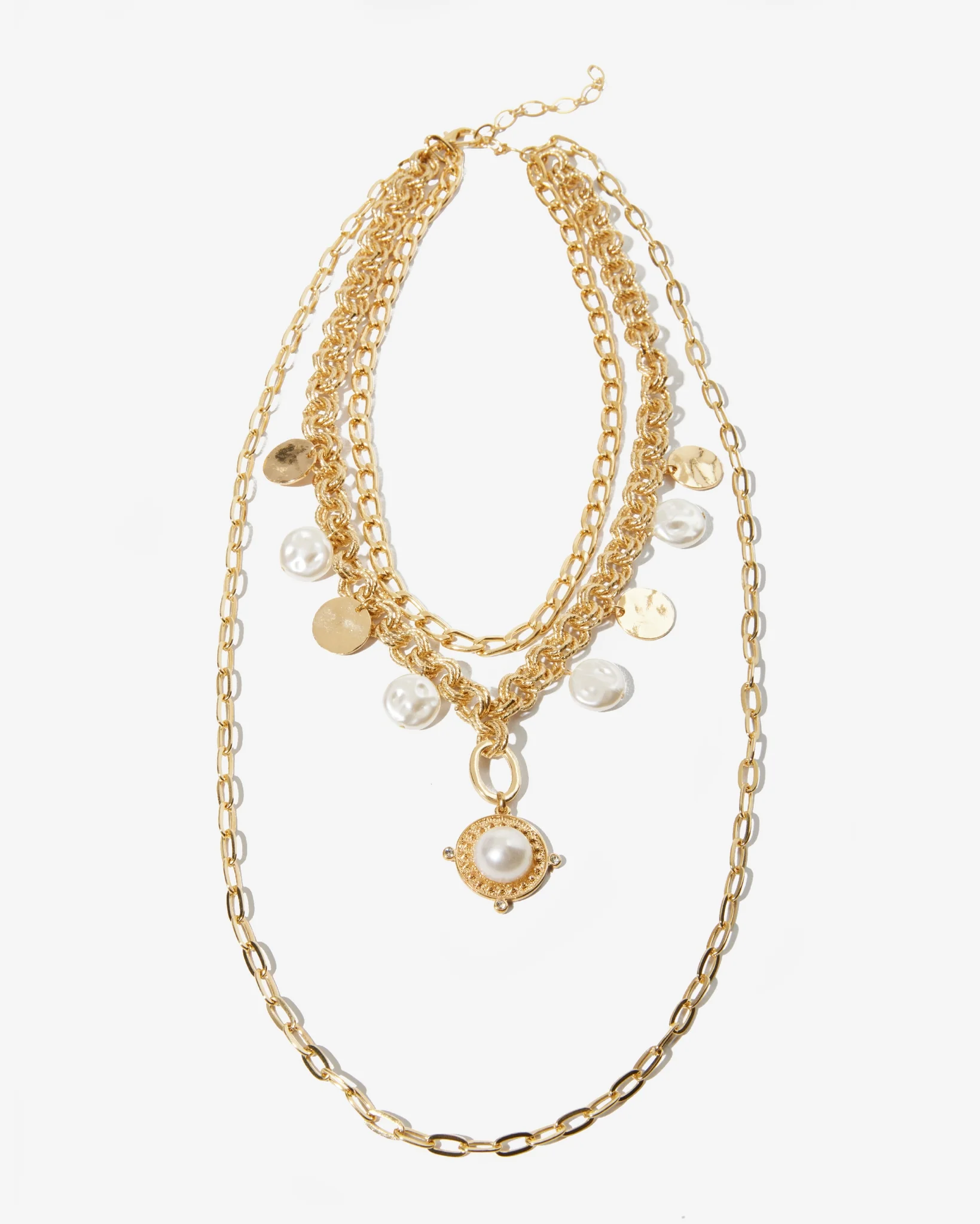 Layered Statement Pearl Necklace Gold - Mycitystee
