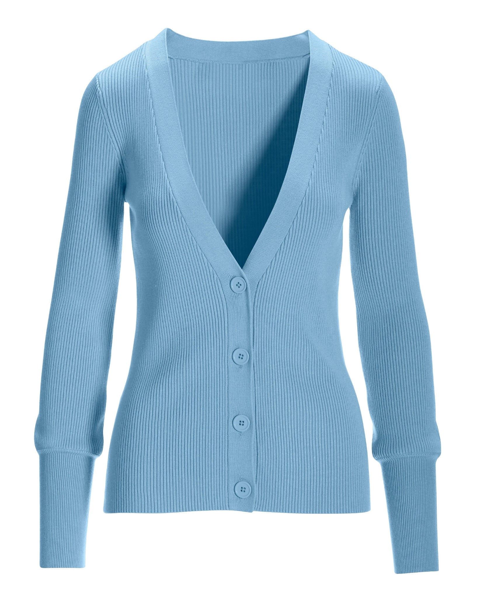 Ribbed Sweater Button Cardigan Airy Blue - Mycitystee