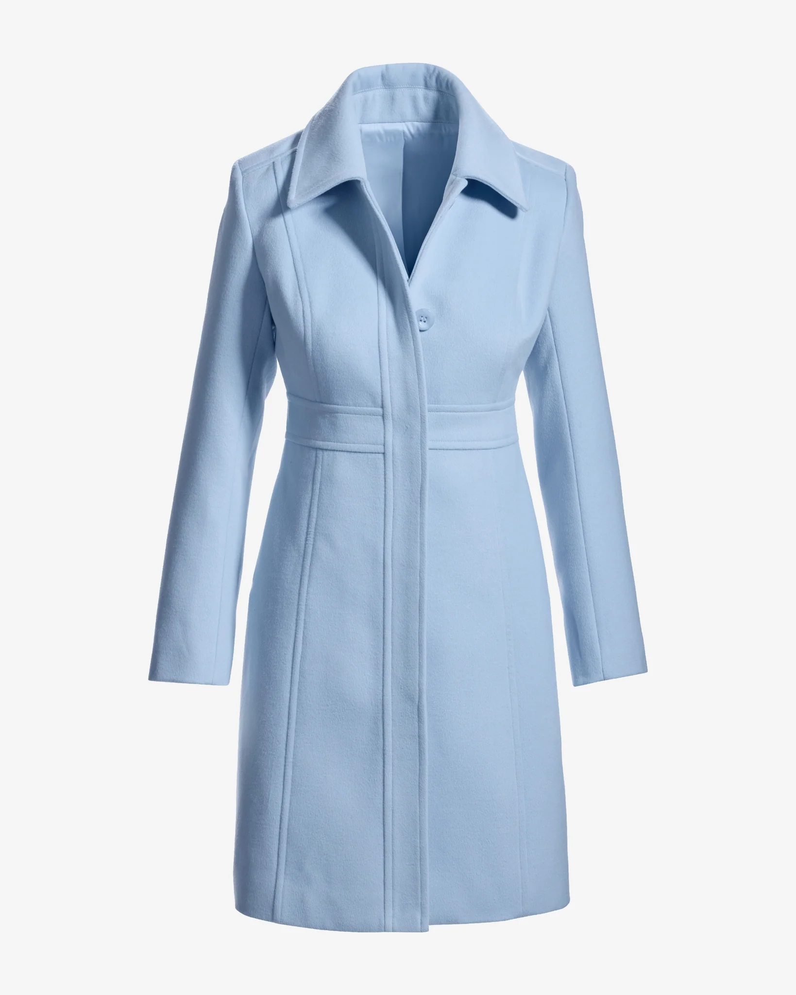 Luxe Collared Waist Shape Topcoat Blue Daze - Mycitystee