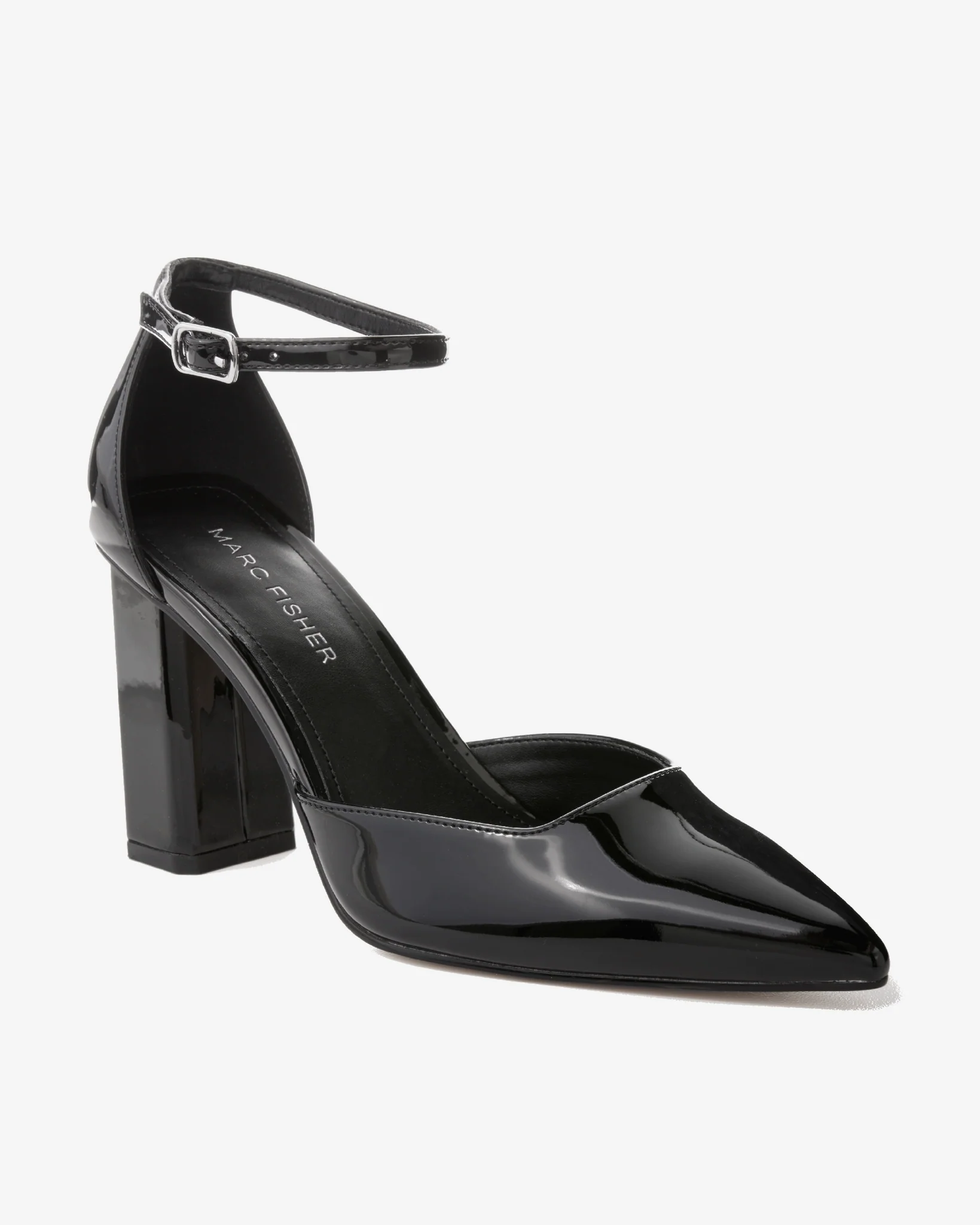 Pointed Toe Metallic Ankle Strap Heel Black - Mycitystee