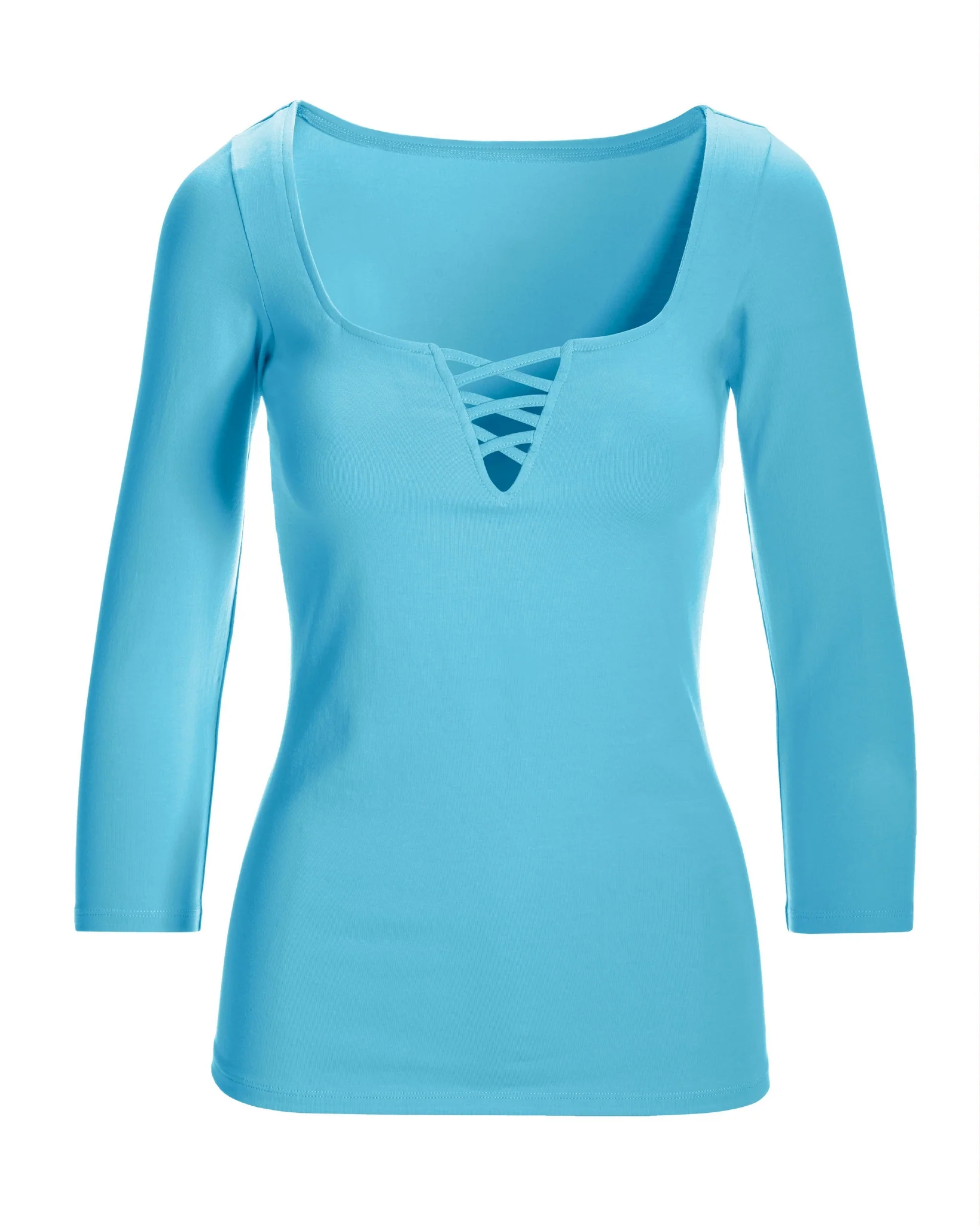 So Sexy Lace Up Knit Top Baltic Sea - Mycitystee