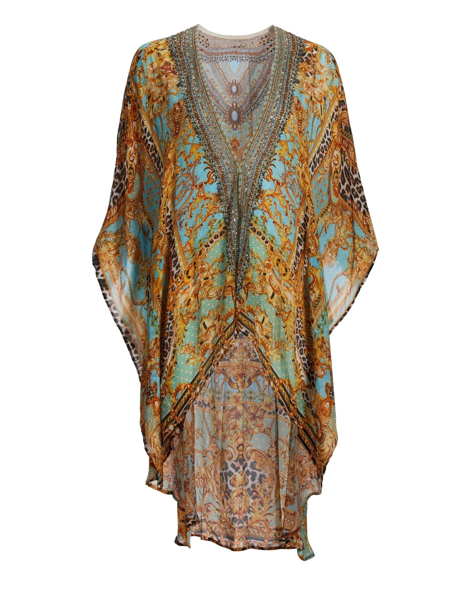 Status Animal Print Embellished Kimono Multi - Mycitystee