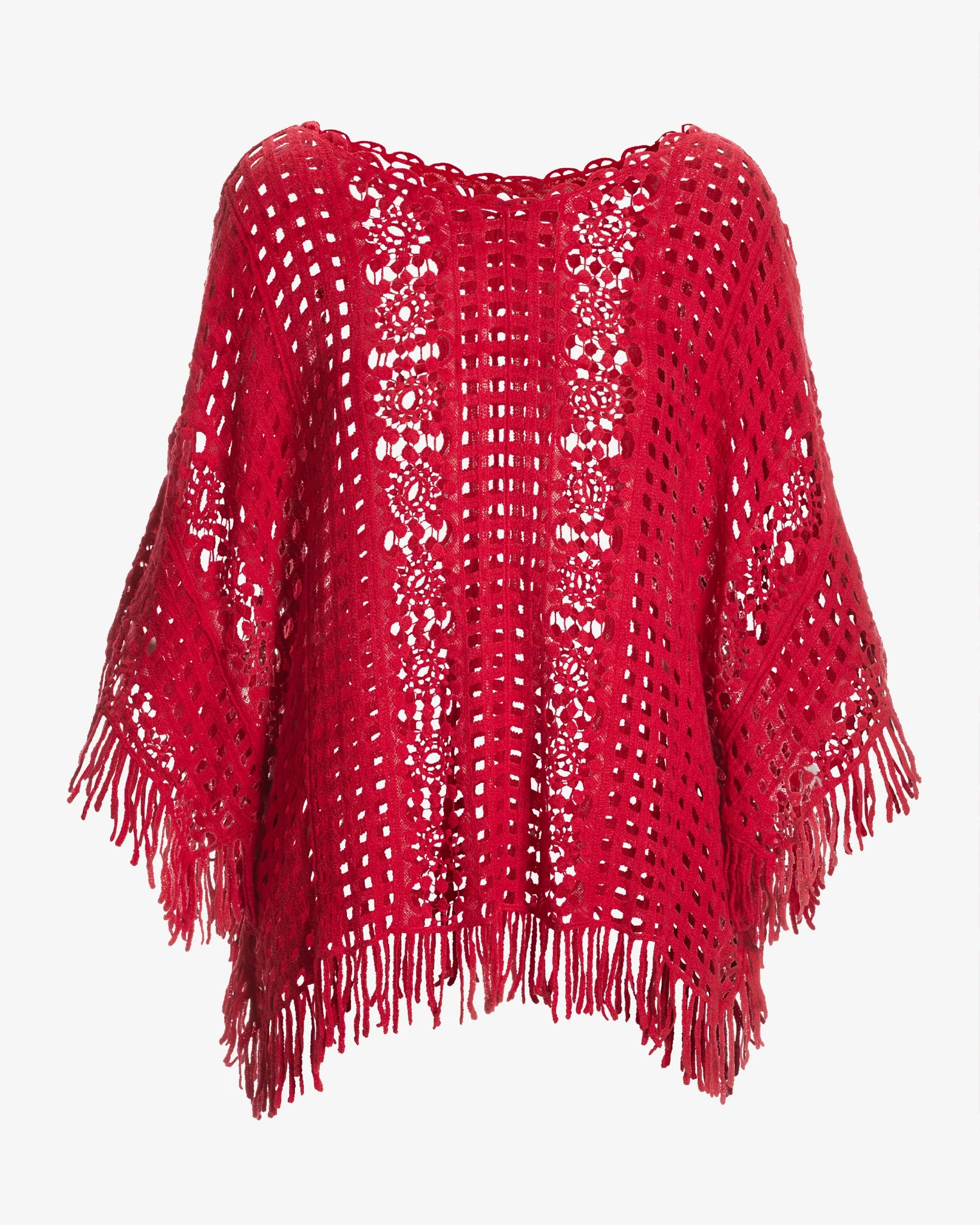 Effortless Crochet Pullover Poncho Racing Red - Mycitystee