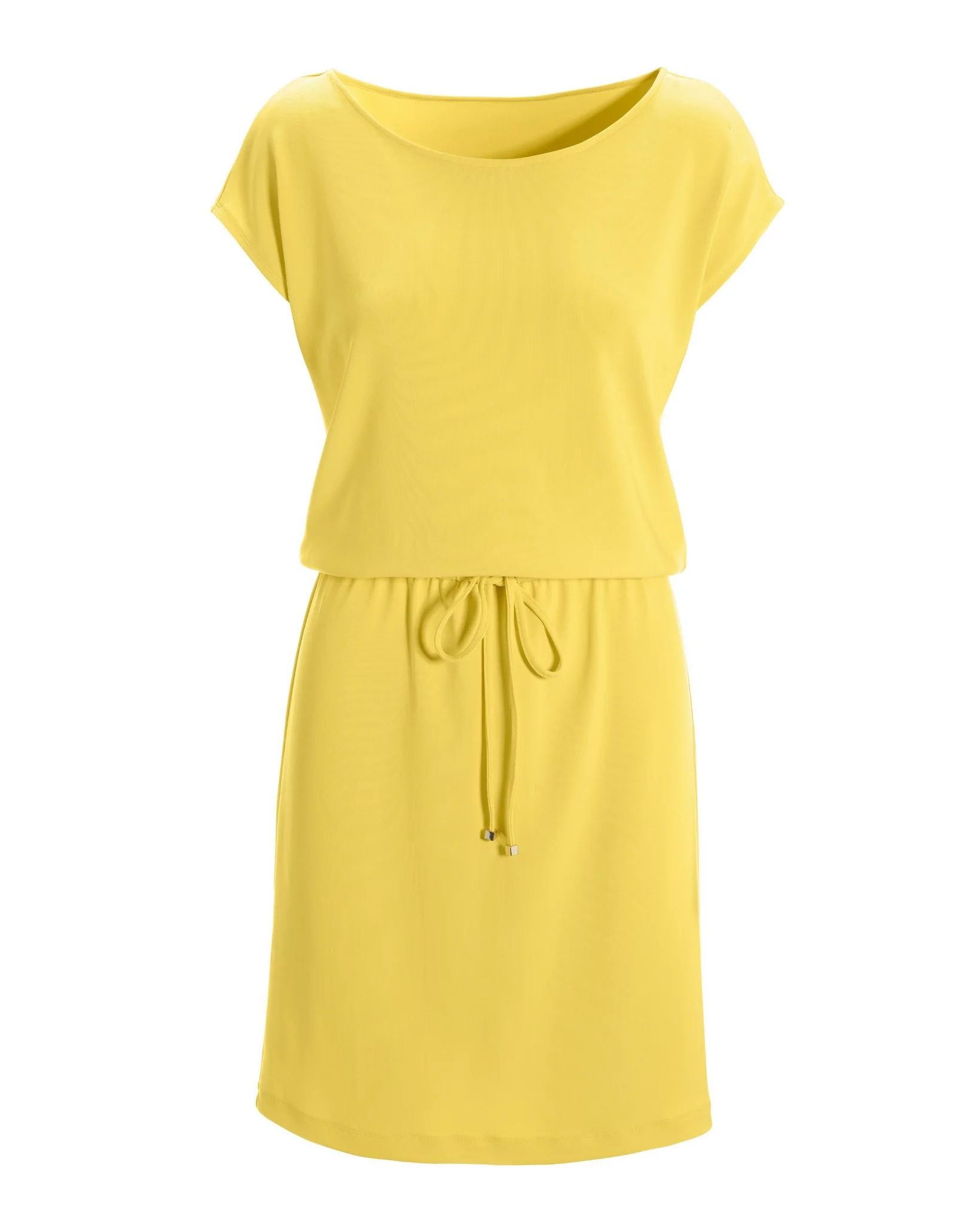 Beyond Travel Drawstring-Waist Short Dress Lemon Drop - Mycitystee