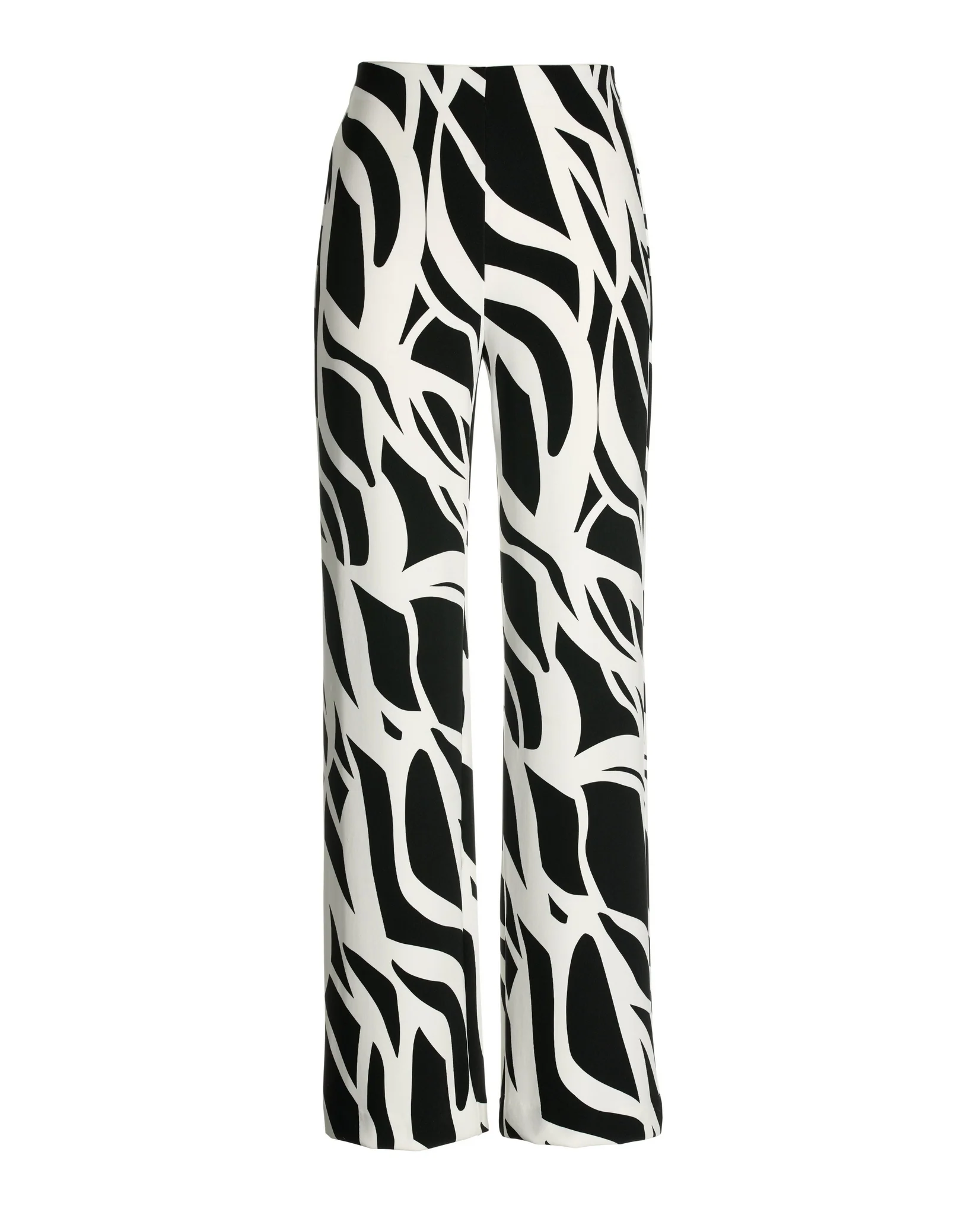 Beyond Travel Abstract Lines Print Palazzo Pant Jet Black Ivory Coast - Mycitystee