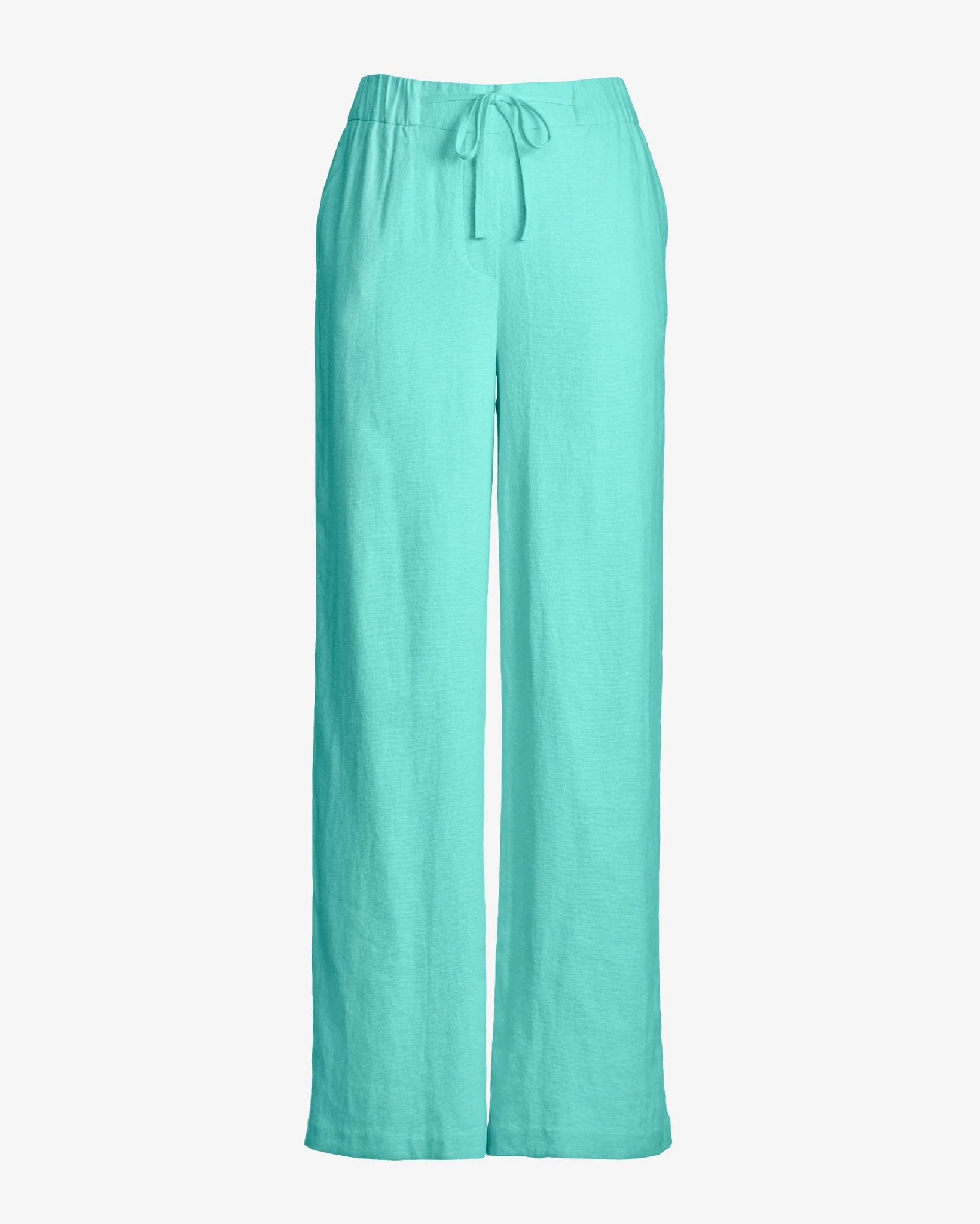Malibu Wide Leg Drawstring Linen Pant Aqua Splash - Mycitystee