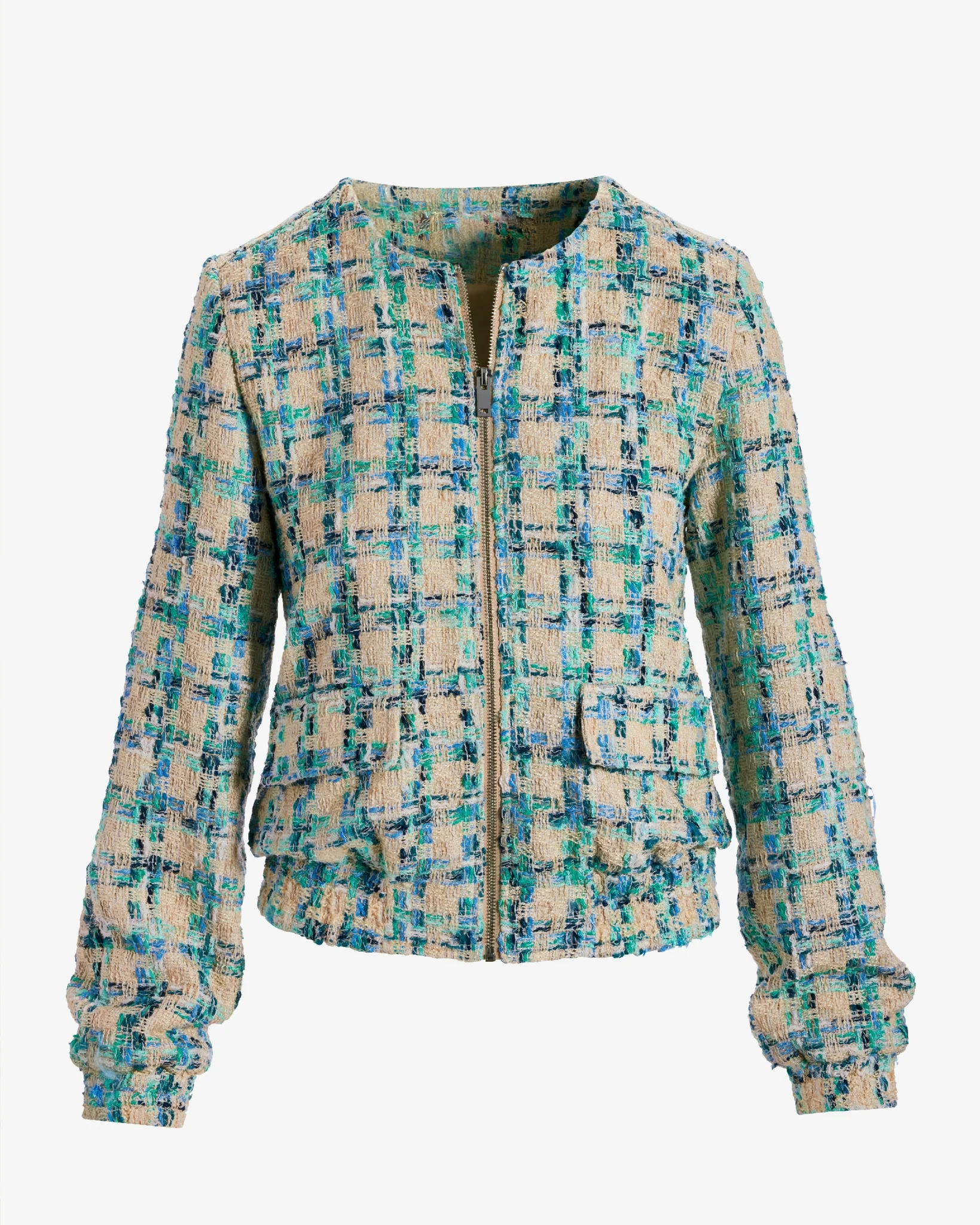 Tweed Bomber Jacket Tan Multi - Mycitystee