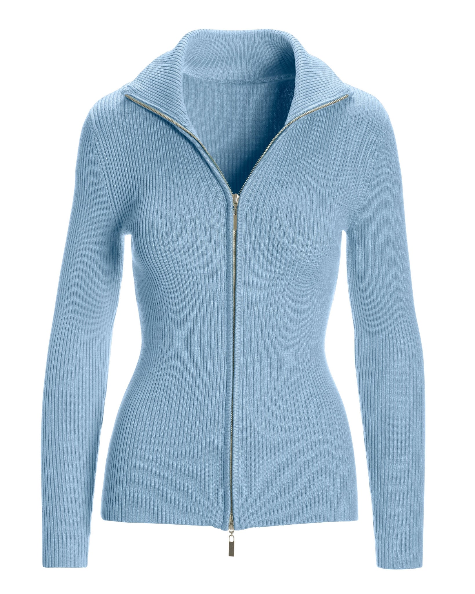 Ribbed Full Zip Cardigan Airy Blue - Mycitystee