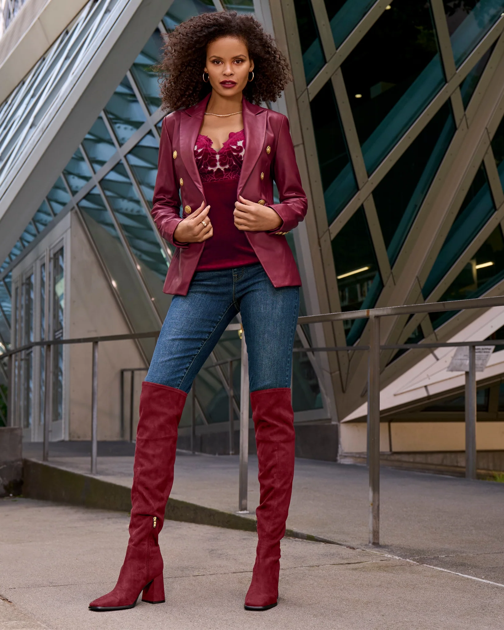 Over the Knee Square Toe Boot Wine - Mycitystee