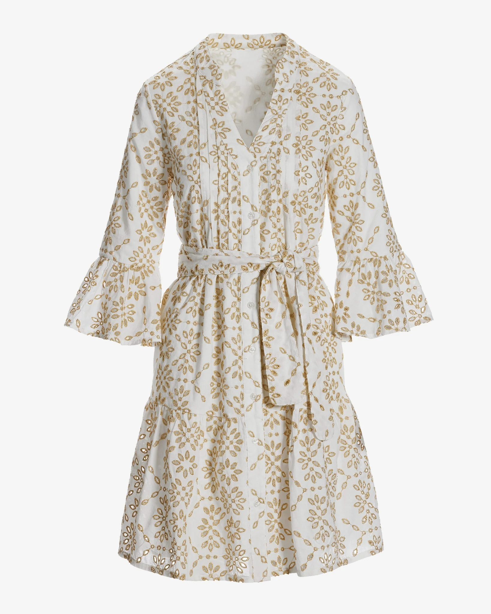 Shimmer eyelet Fit and Flare Dress White - Mycitystee